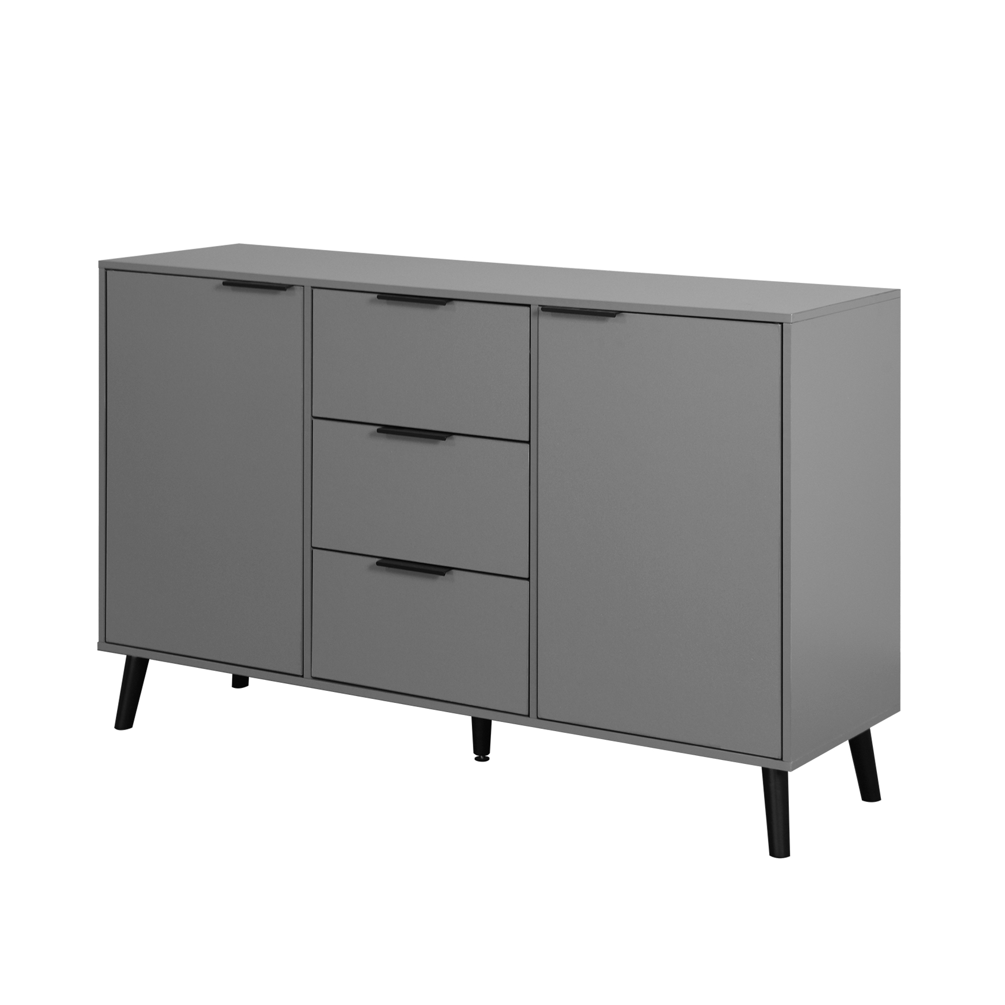 Sideboard Buffet Cabinet with Storage, Wood Coffee Bar Cabinet, 47.2" Kitchen Cabinet with 3 Drawers & 2 Doors, Kitchen Buffet Cabinet Cupboard Gray