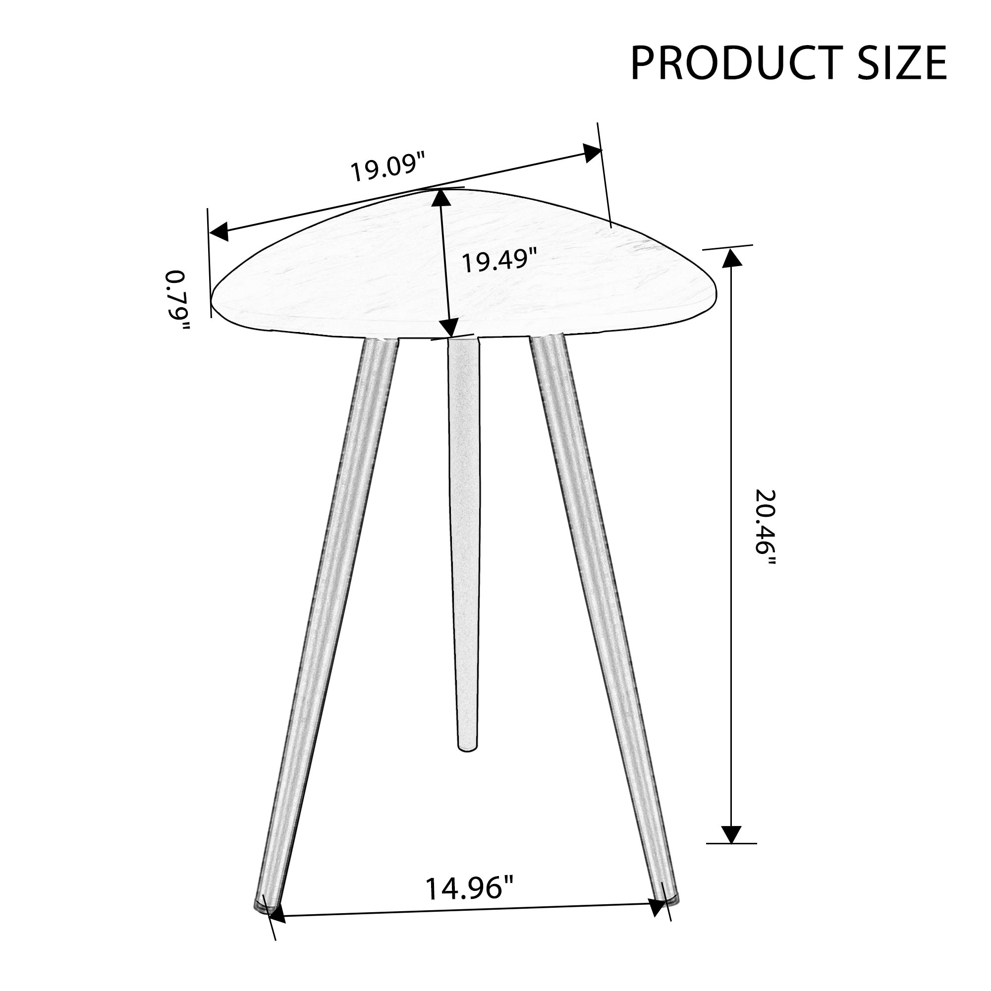 Modern Minimalism White Faux Marble End&Side Table,Small Accent Coffee Table with Dark Gold Metal Legs,Triangle Nightstand for Living Room,Bedroom,Apartment Small Space ( MDF Tabletop + Metal Legs )