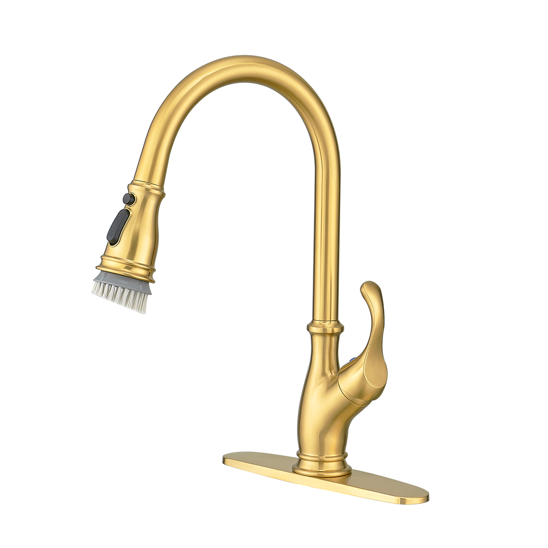 Gold Kitchen Faucet with Pull Out Sprayer Brushed Gold Single Handle 1 Hole High Arc Pull Out Kitchen Sink Faucets