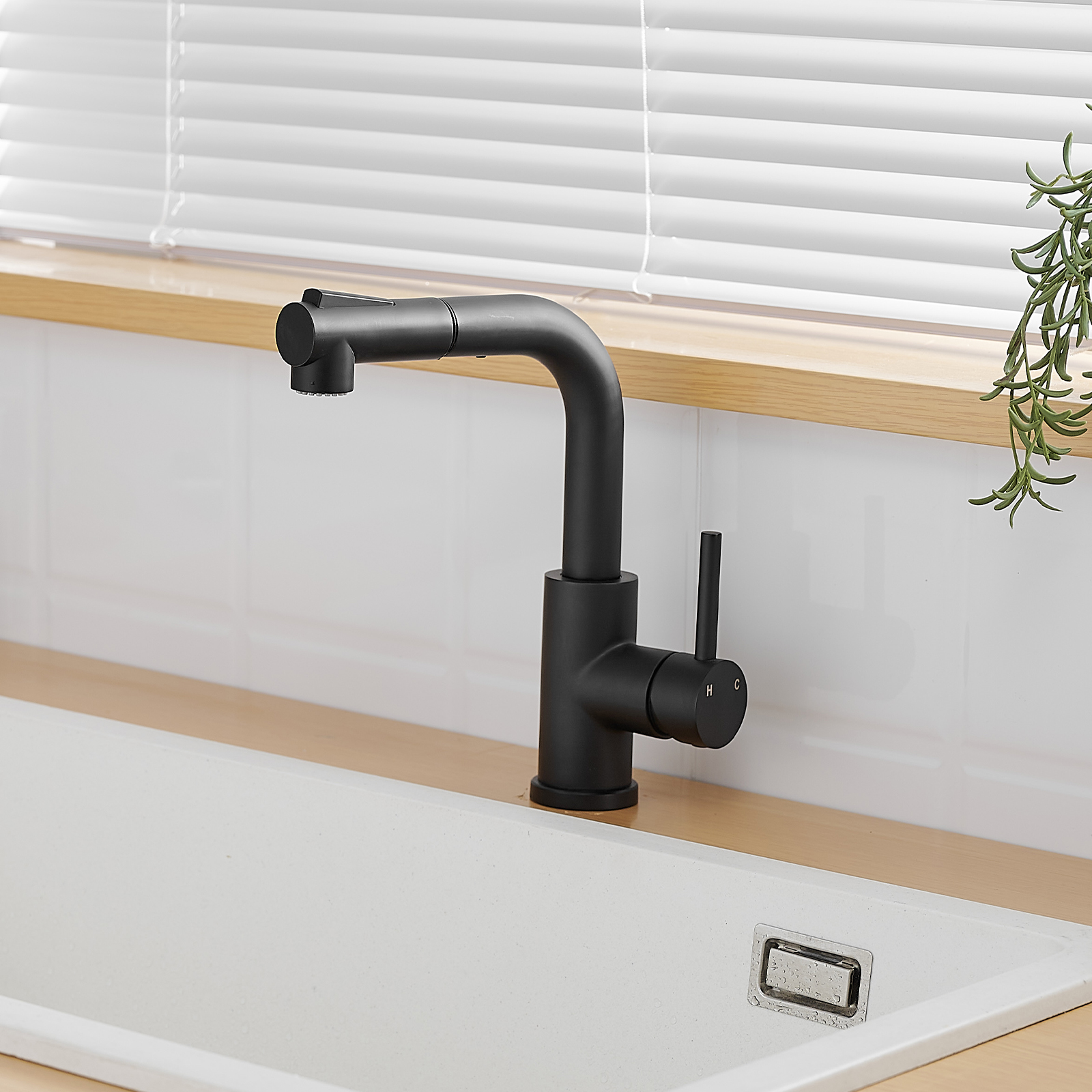 Sink Faucet, Black Kitchen Faucets with Pull out Sprayer, Bathroom Sink Faucets Mini Bar Prep Faucet