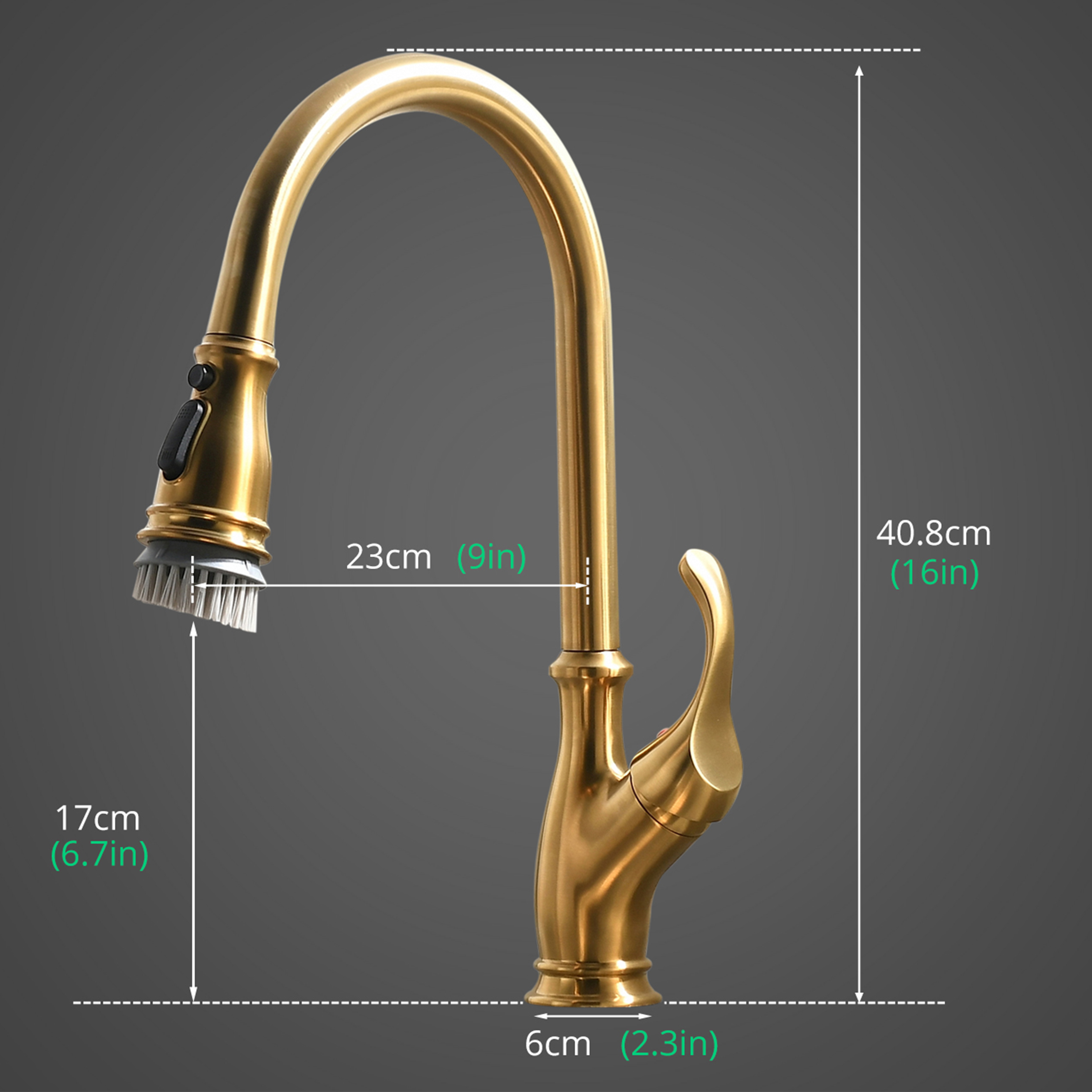 Gold Kitchen Faucet with Pull Out Sprayer Brushed Gold Single Handle 1 Hole High Arc Pull Out Kitchen Sink Faucets