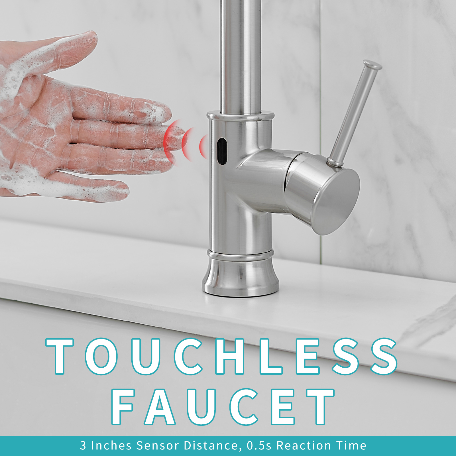 Touchless Kitchen Faucet,Hands Free Automatic Smart Kitchen Faucet