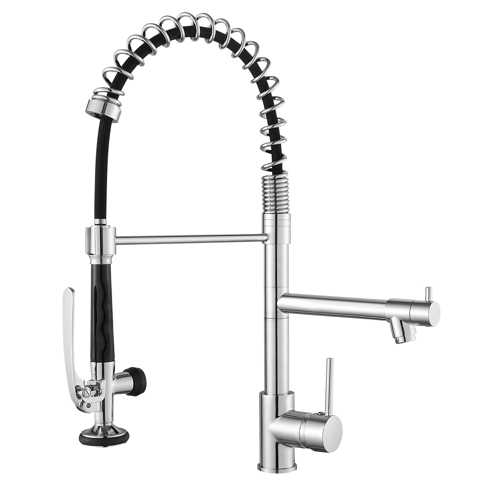 Commercial Kitchen Faucet with Pull Down Sprayer, Single Handle Single Lever Kitchen Sink Faucet