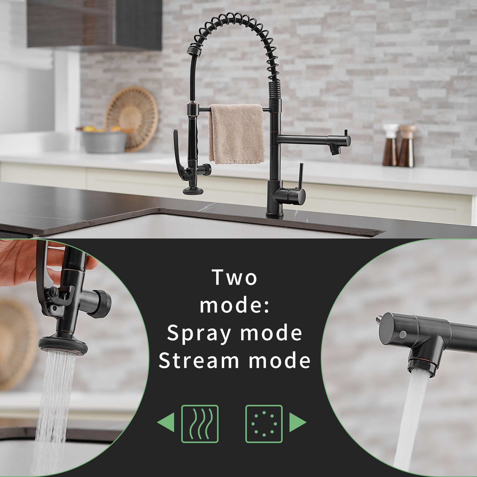 Commercial Kitchen Faucet with Pull Down Sprayer, Single Handle Single Lever Kitchen Sink Faucet