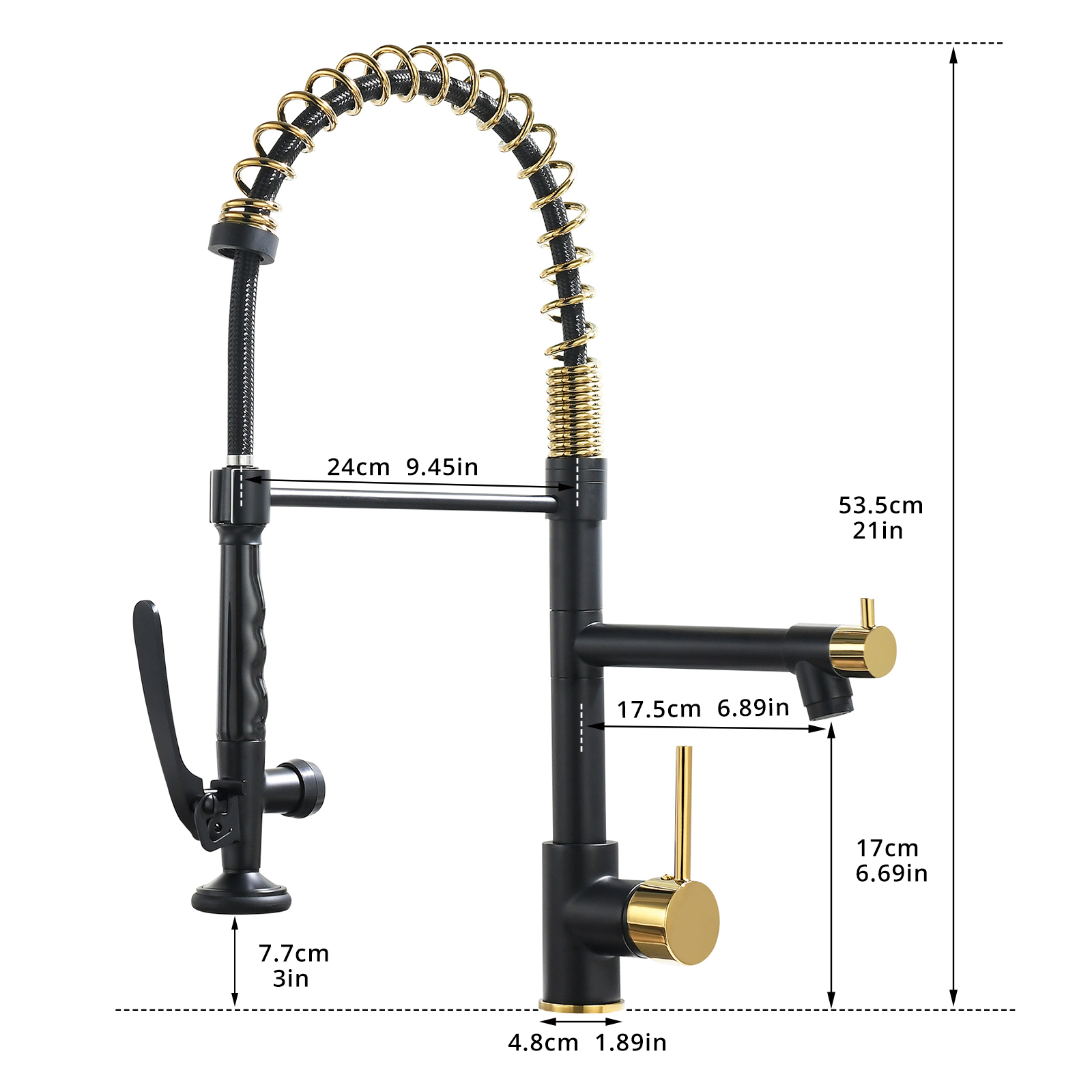 Commercial Kitchen Faucet with Pull Down Sprayer, Single Handle Single Lever Kitchen Sink Faucet