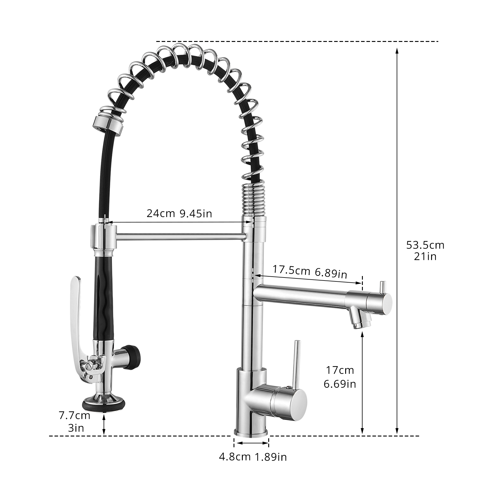 Commercial Kitchen Faucet with Pull Down Sprayer, Single Handle Single Lever Kitchen Sink Faucet