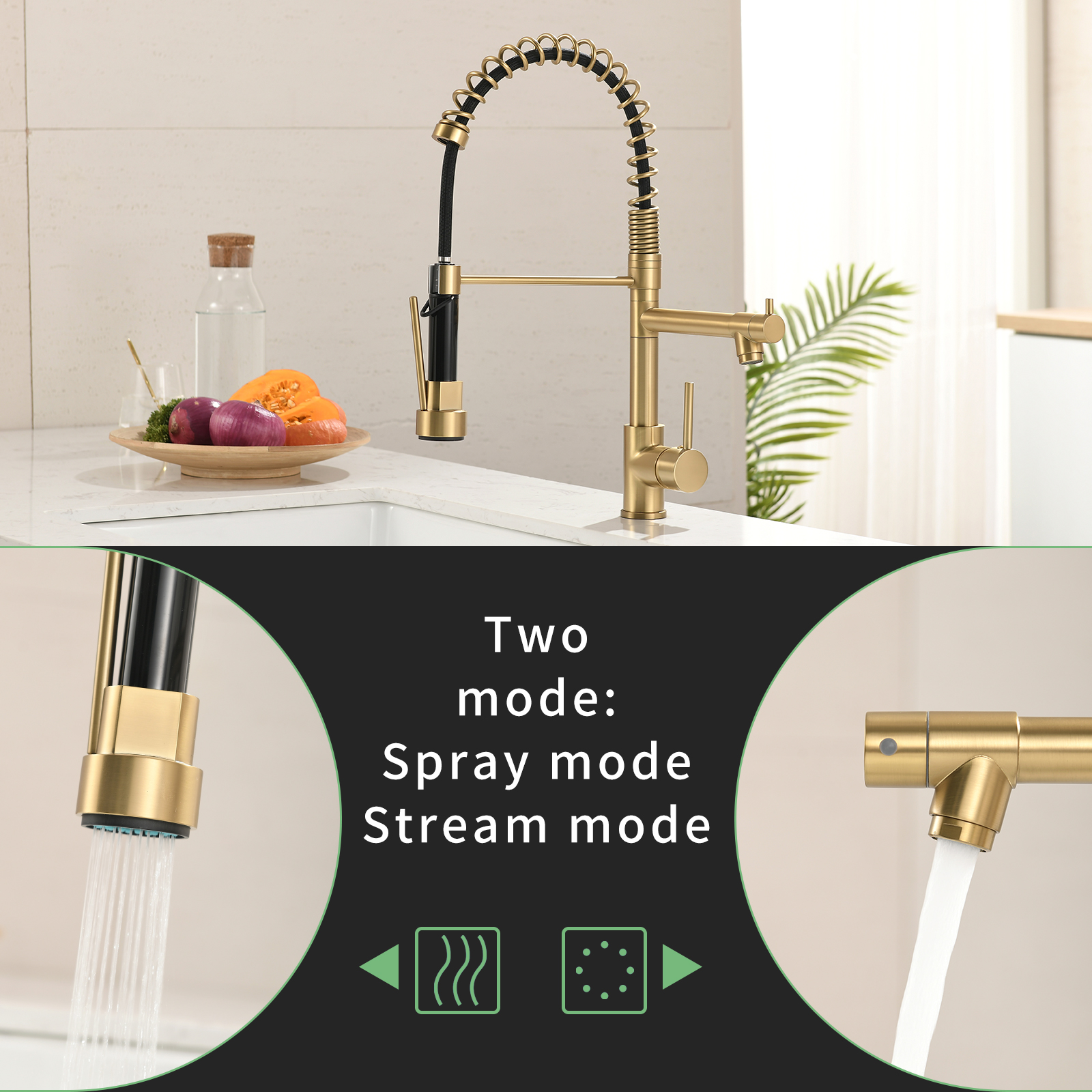 Commercial Kitchen Faucet with Pull Down Sprayer, Single Handle Single Lever Kitchen Sink Faucet