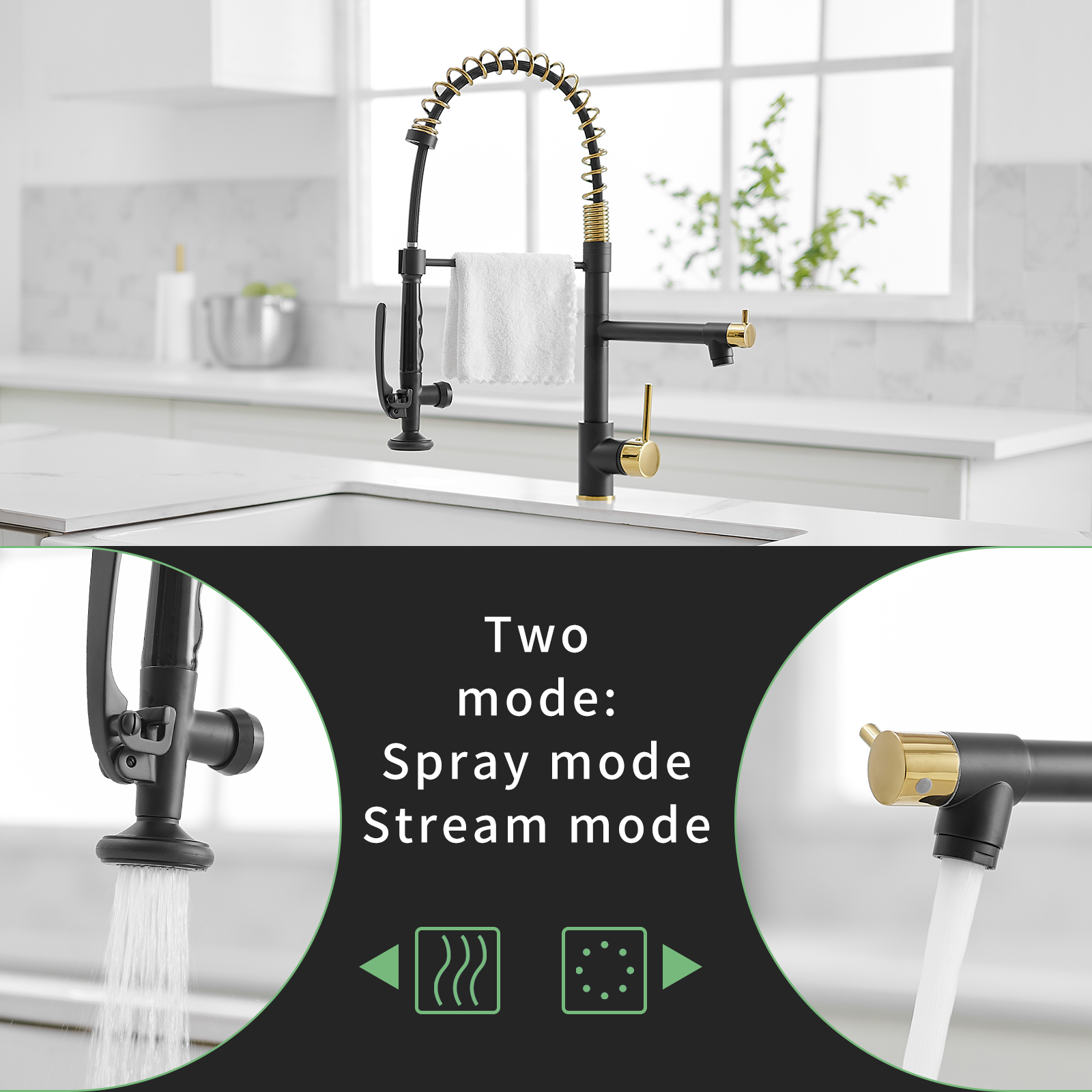 Commercial Kitchen Faucet with Pull Down Sprayer, Single Handle Single Lever Kitchen Sink Faucet