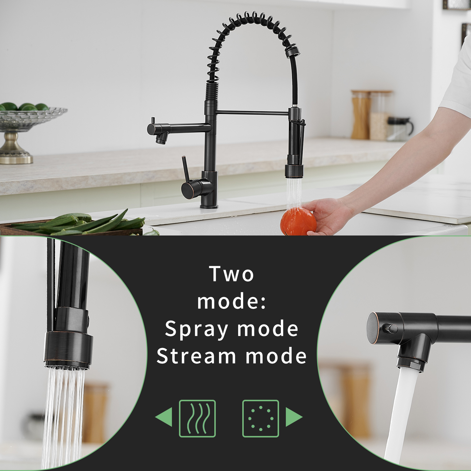 Commercial Kitchen Faucet with Pull Down Sprayer, Single Handle Single Lever Kitchen Sink Faucet