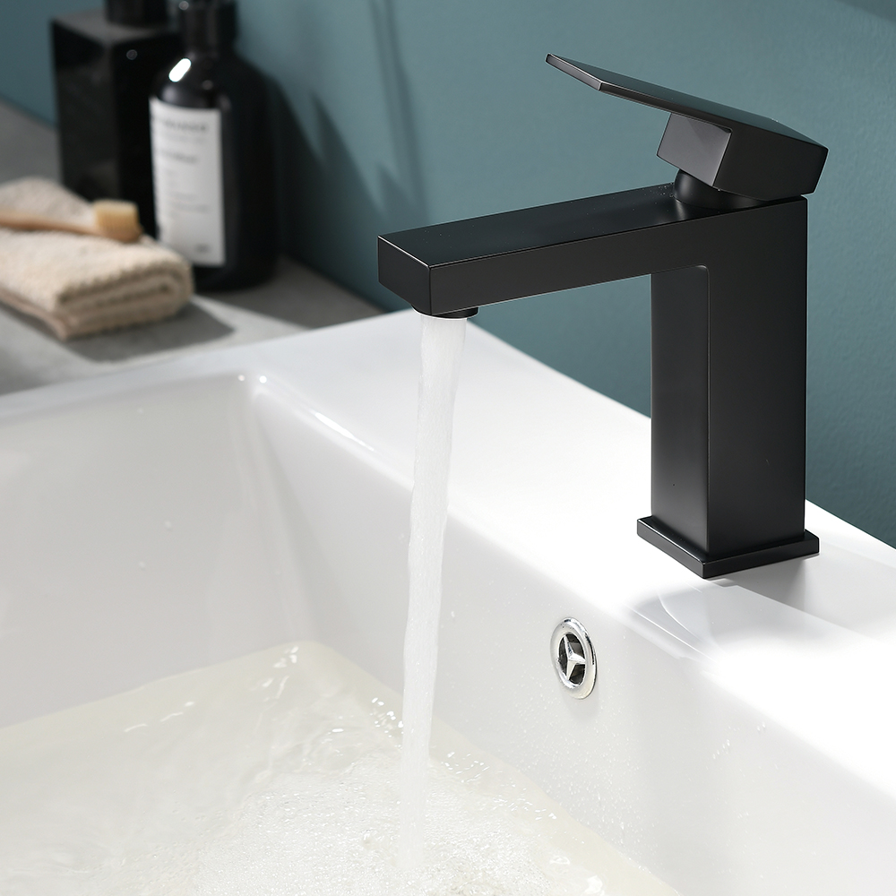 Black Bathroom Faucet, Brushed Black  Faucet for Bathroom Sink, Black Single Hole Bathroom Faucet Modern Single Handle Vanity Basin Faucet