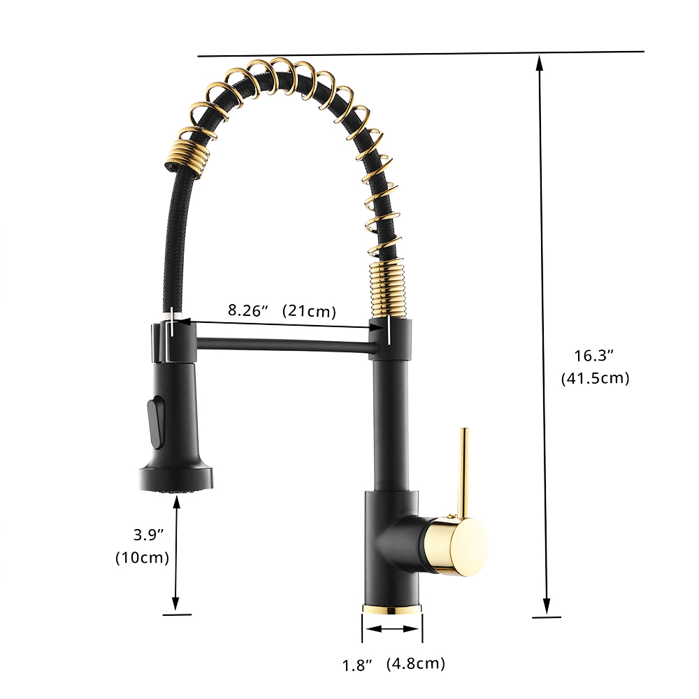 Commercial Kitchen Faucet with Pull Down Sprayer, Single Handle Single Lever Kitchen Sink Faucet