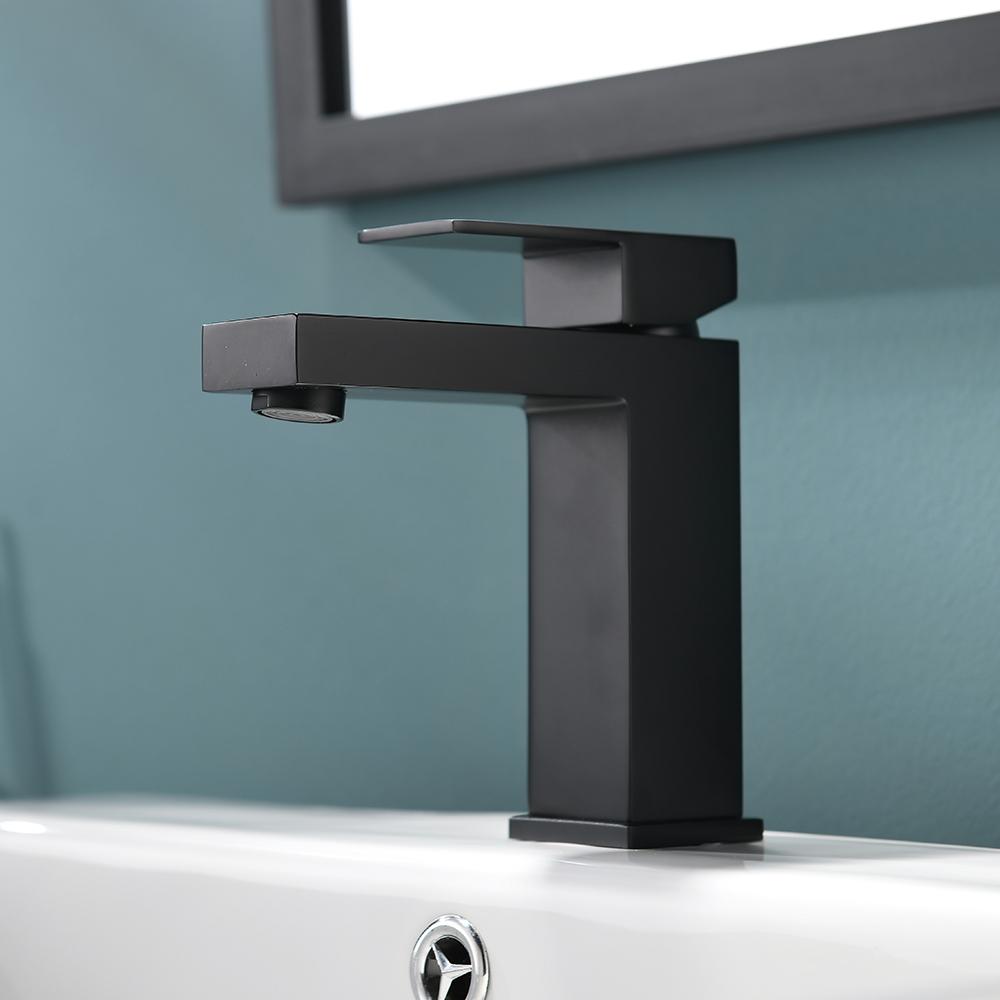 Black Bathroom Faucet, Brushed Black  Faucet for Bathroom Sink, Black Single Hole Bathroom Faucet Modern Single Handle Vanity Basin Faucet