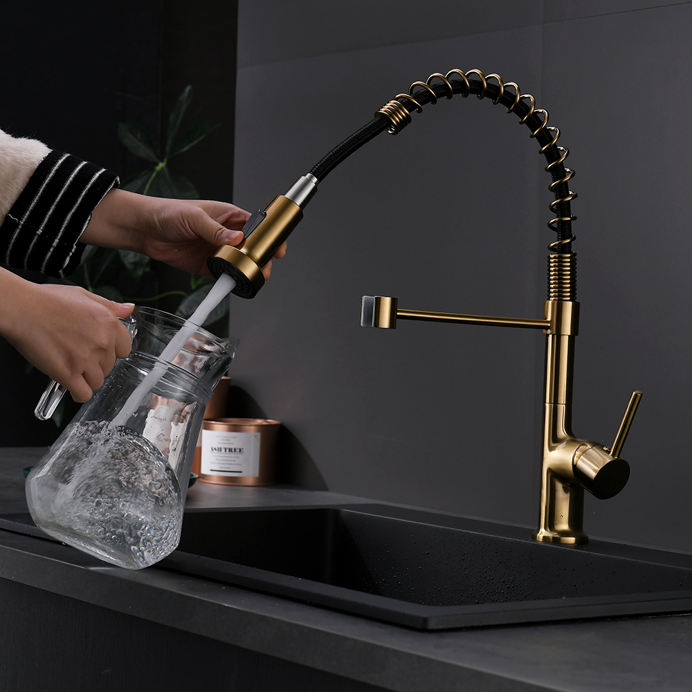 Commercial Kitchen Faucet with Pull Down Sprayer, Single Handle Single Lever Kitchen Sink Faucet