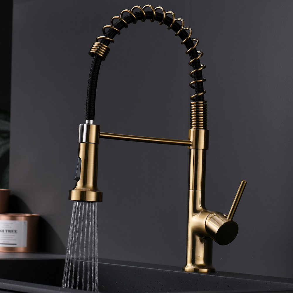 Commercial Kitchen Faucet with Pull Down Sprayer, Single Handle Single Lever Kitchen Sink Faucet