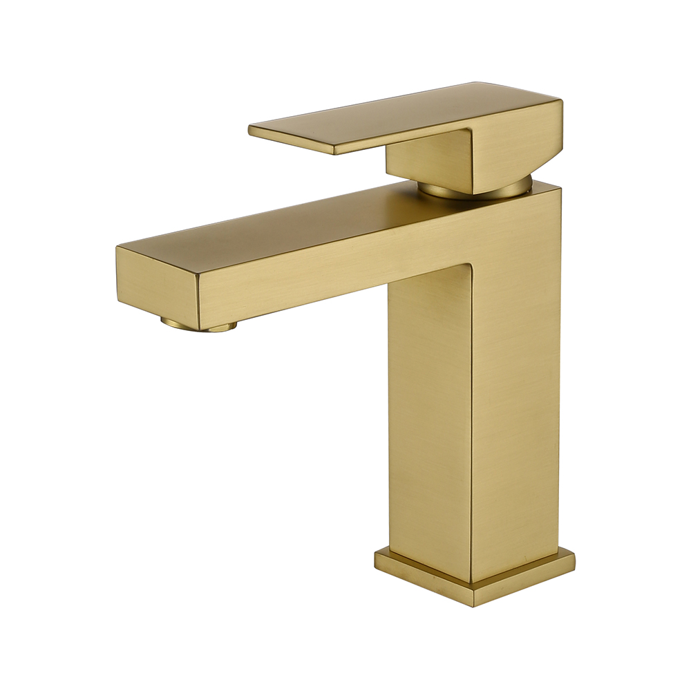 Gold Bathroom Faucet, Brushed Gold Faucet for Bathroom Sink, Gold Single Hole Bathroom Faucet Modern Single Handle Vanity Basin Faucet