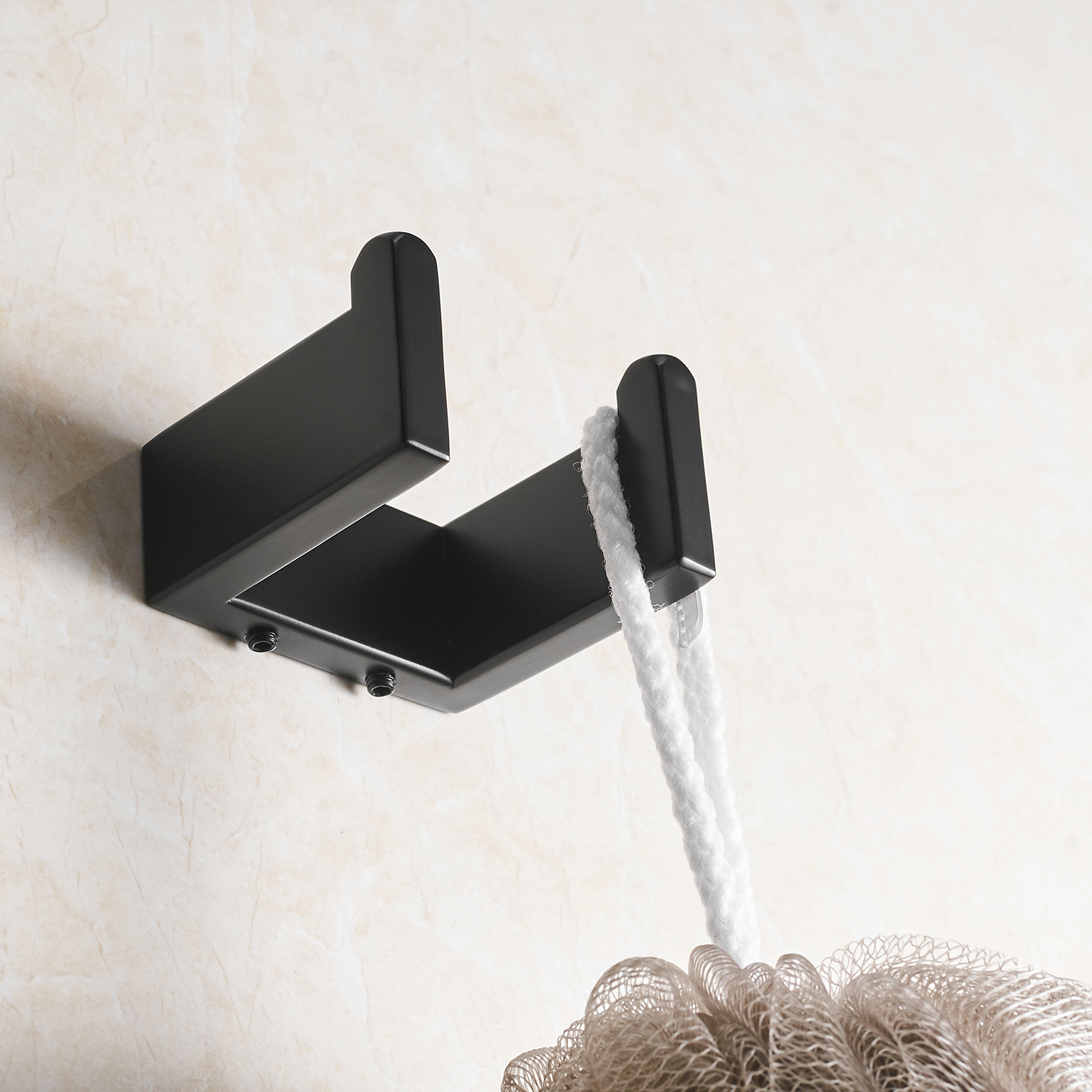 Simple Double Towel Hook, SUS304 Stainless Steel Bath Towel Holder, Bathroom Double Robe Hook, Hand Towel Hanger Wall Mount, Blackened