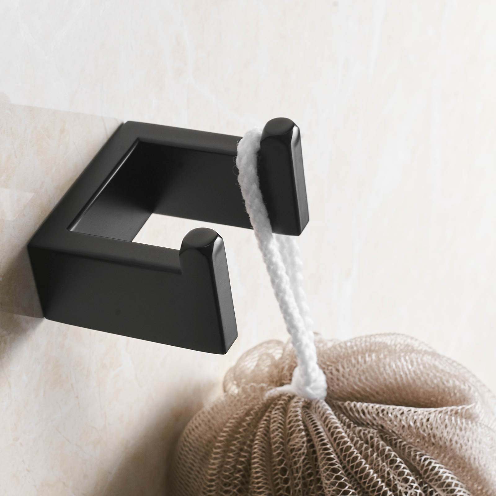 Simple Double Towel Hook, SUS304 Stainless Steel Bath Towel Holder, Bathroom Double Robe Hook, Hand Towel Hanger Wall Mount, Blackened