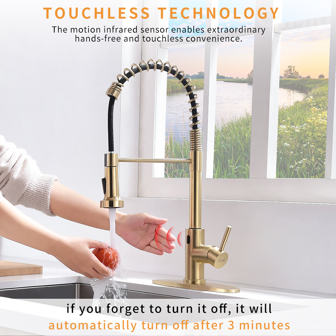 Touchless Kitchen Faucet,Hands Free Automatic Smart Kitchen Faucet Black Smart Kitchen Faucet