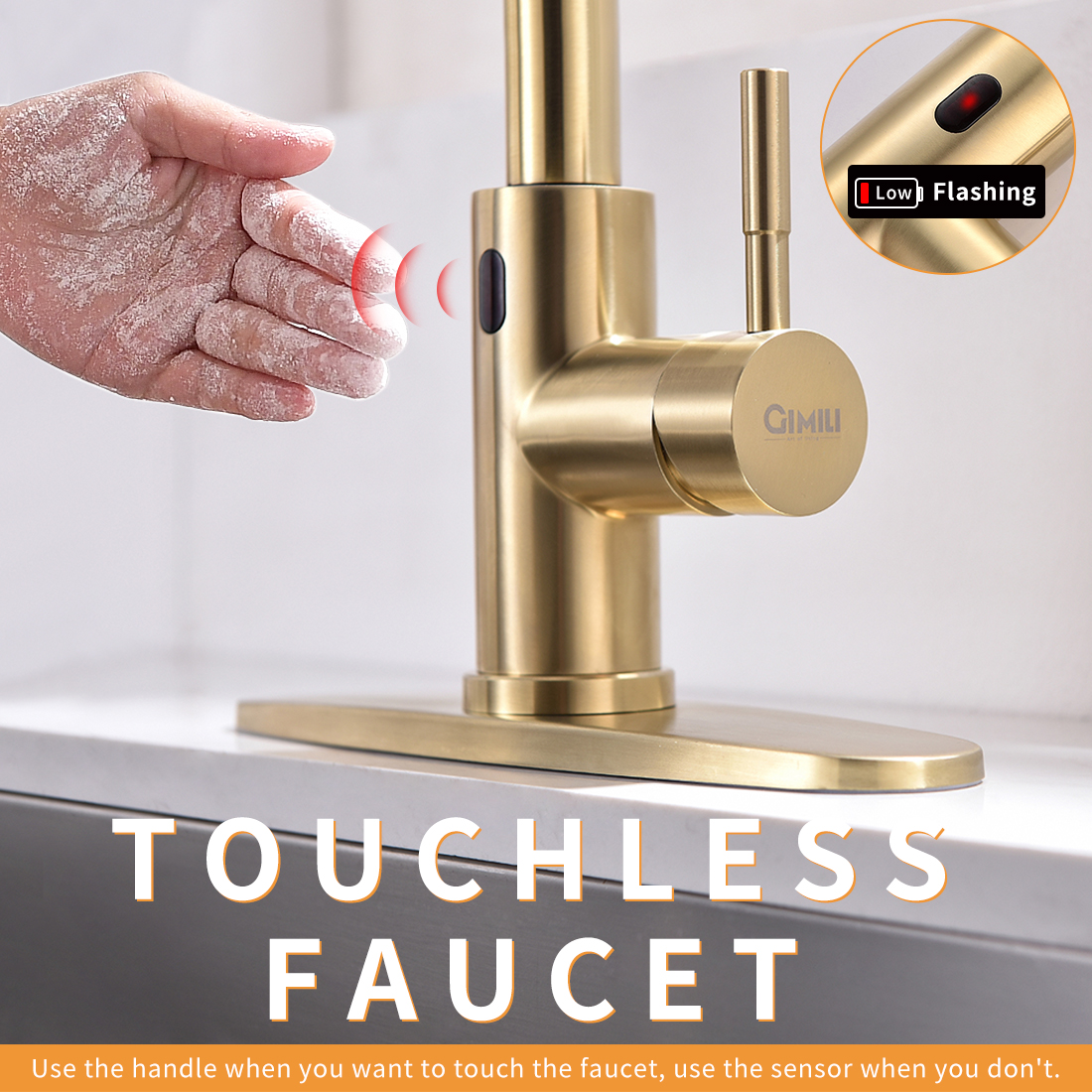 Touchless Kitchen Faucet,Hands Free Automatic Smart Kitchen Faucet Black Smart Kitchen Faucet