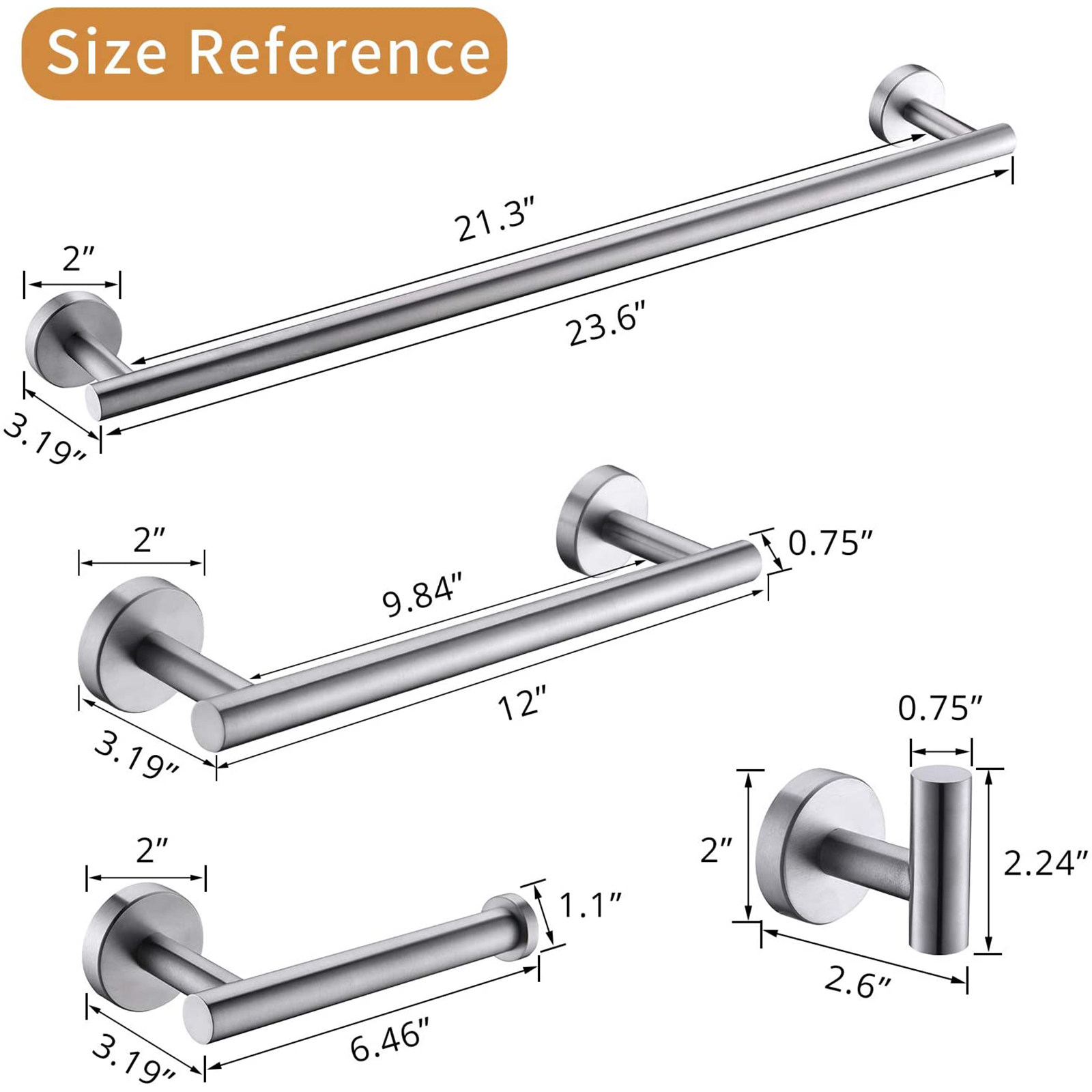 4-Pieces Brushed Nickle Bathroom Accessories Set, Stainless Steel Bathroom Hardware Set, Bath Towel Bar Set, Towel Racks for Bathroom Wall Mounted.