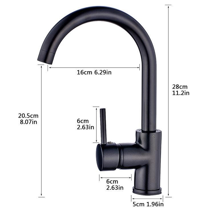 Matte Black Kitchen Faucet Single Handle Stainless Steel,Commercial Single Hole Kitchen Sink Faucet,Modern One Hole Bar Sink Faucet (Matte Black)