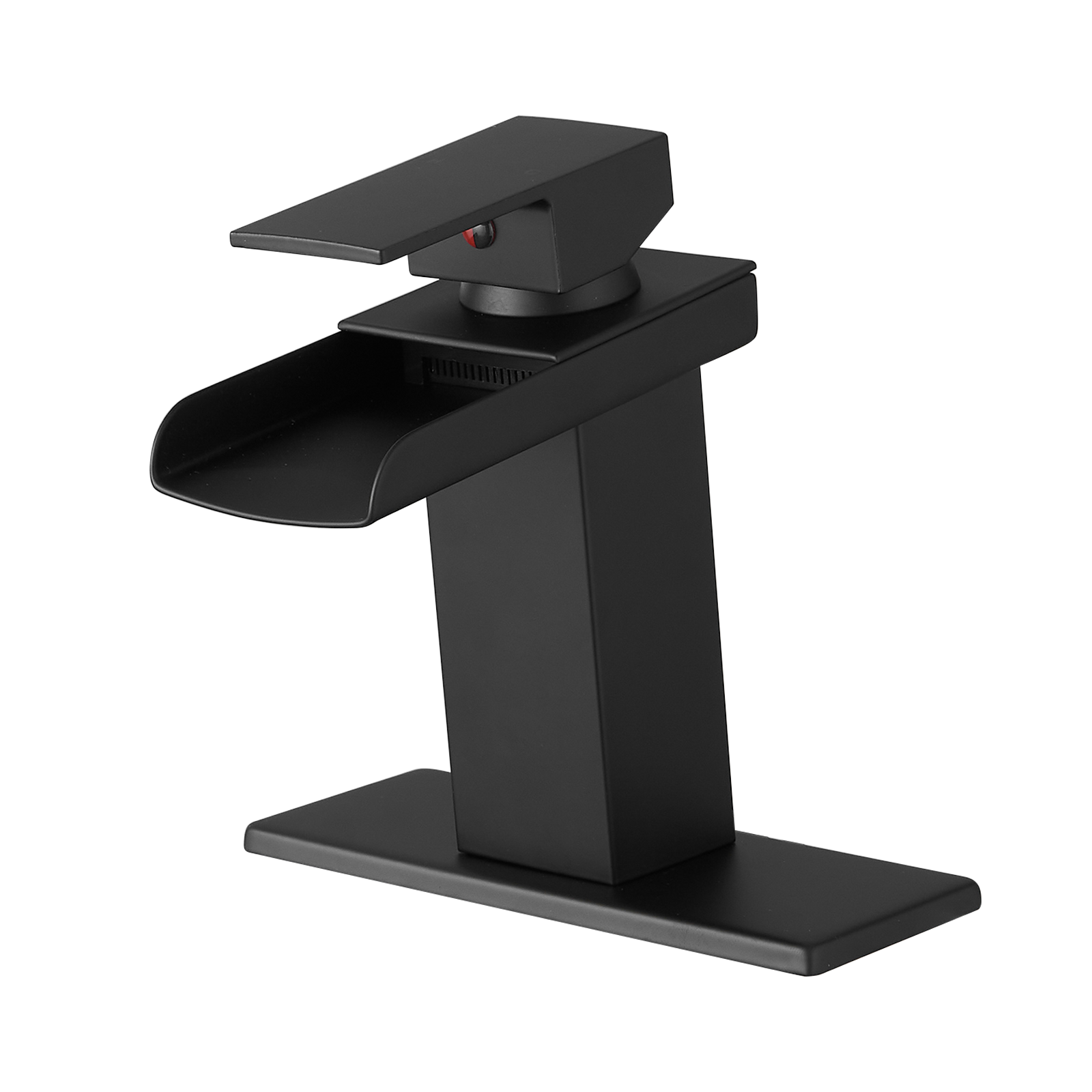 Sink Faucet With Deck Plate Waterfall Black Bathroom faucets for Sink 1 Hole or 3 Holes One Handle Faucets