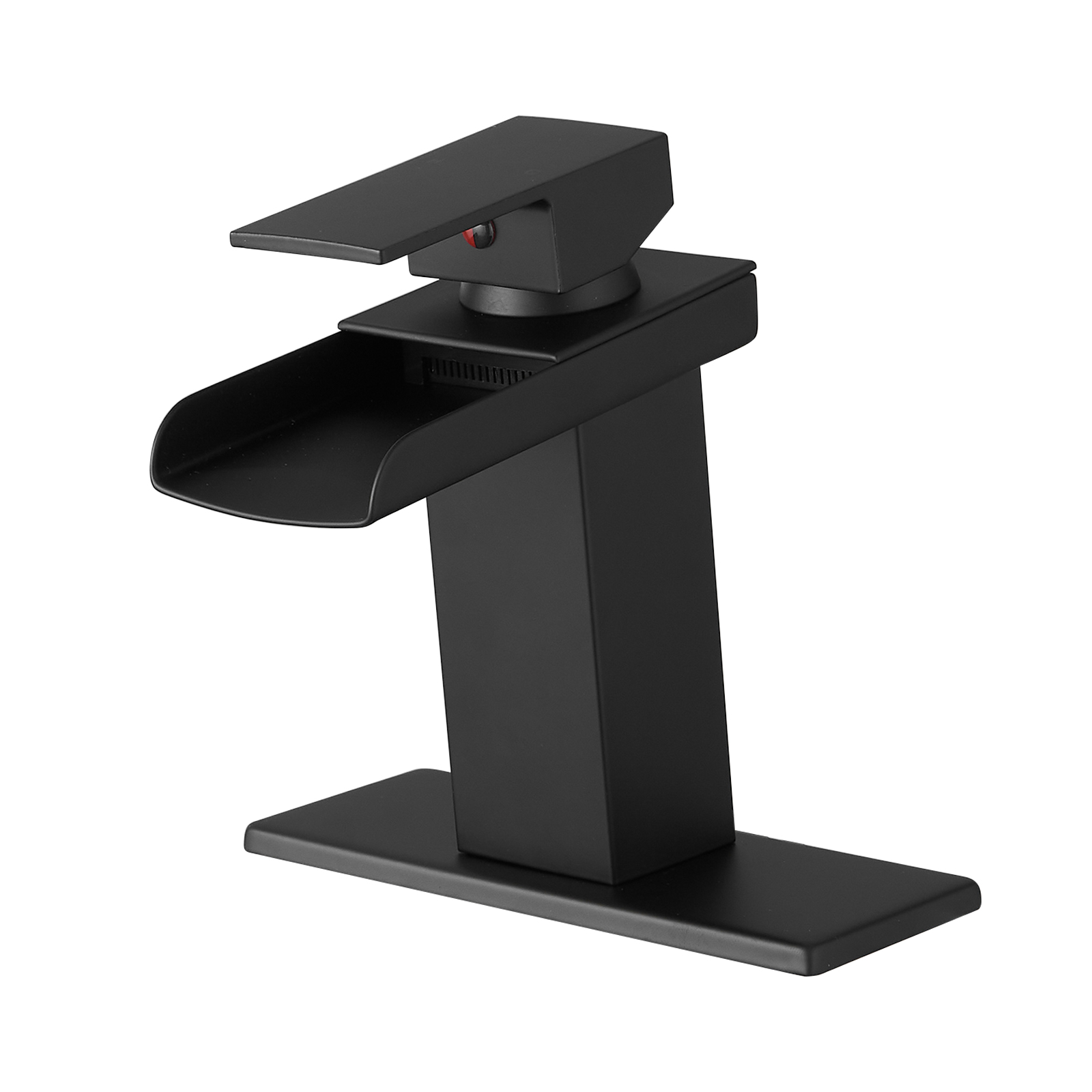 Sink Faucet With Deck Plate Waterfall Black Bathroom faucets for Sink 1 Hole or 3 Holes One Handle Faucets