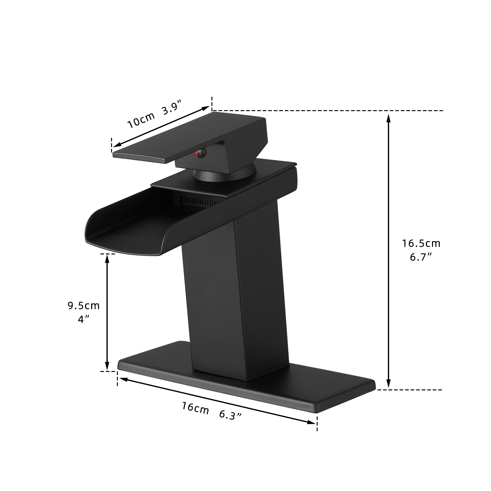 Sink Faucet With Deck Plate Waterfall Black Bathroom faucets for Sink 1 Hole or 3 Holes One Handle Faucets