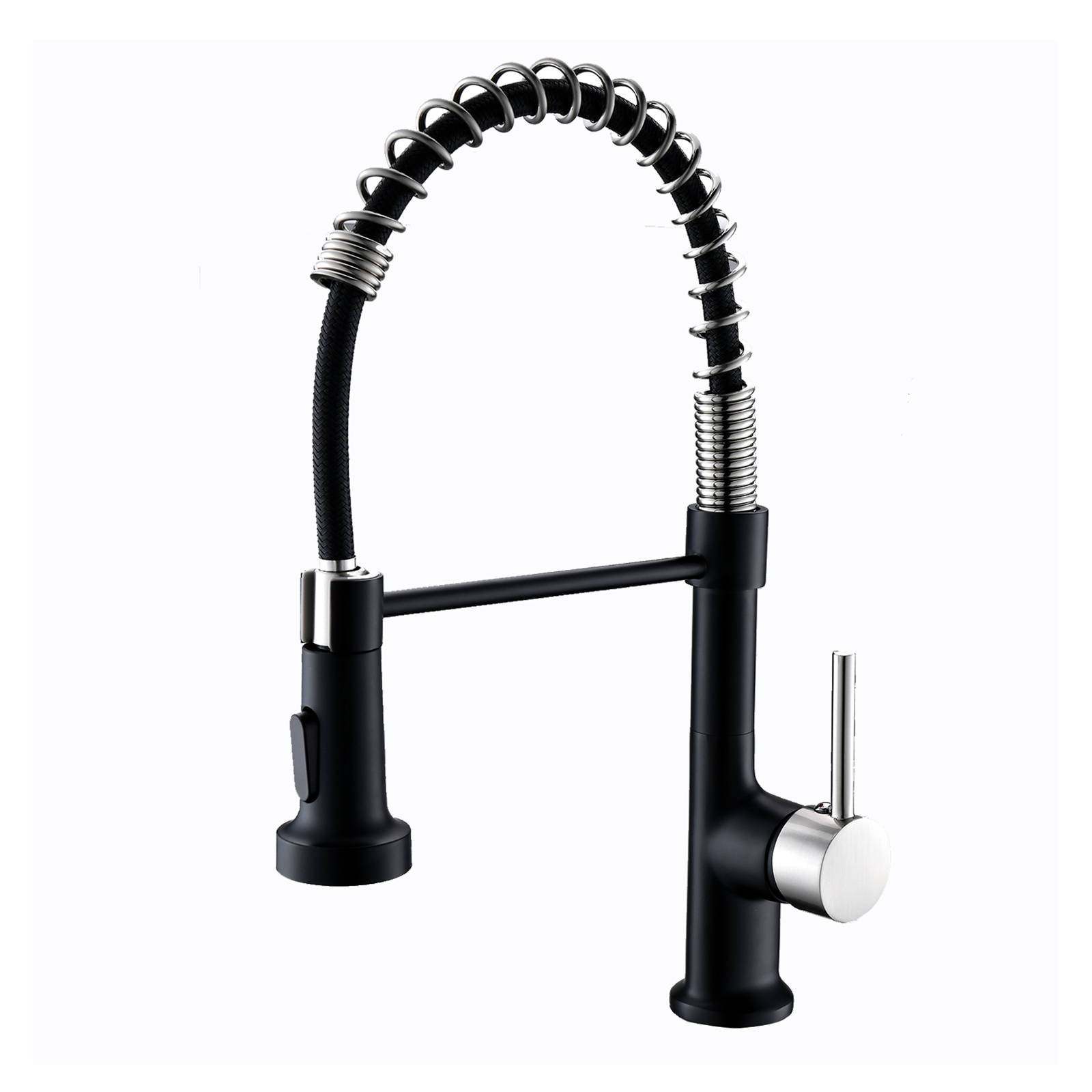 Commercial Black and Nickle Kitchen Faucet with Pull Down Sprayer, Single Handle Single Lever Kitchen Sink Faucet