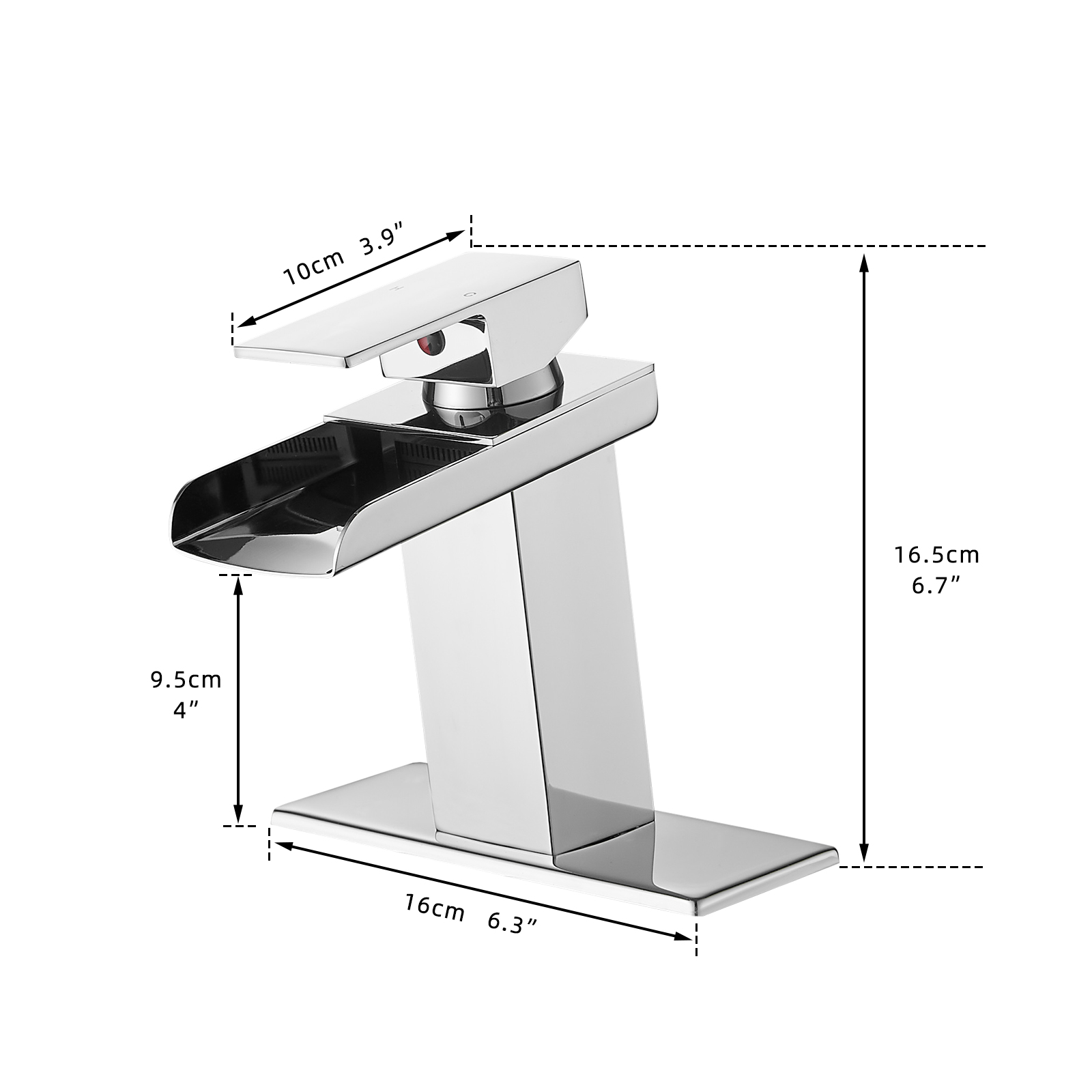 Sink Faucet With Deck Plate Waterfall Chrome Bathroom faucets for Sink 1 Hole or 3 Holes One Handle Faucets