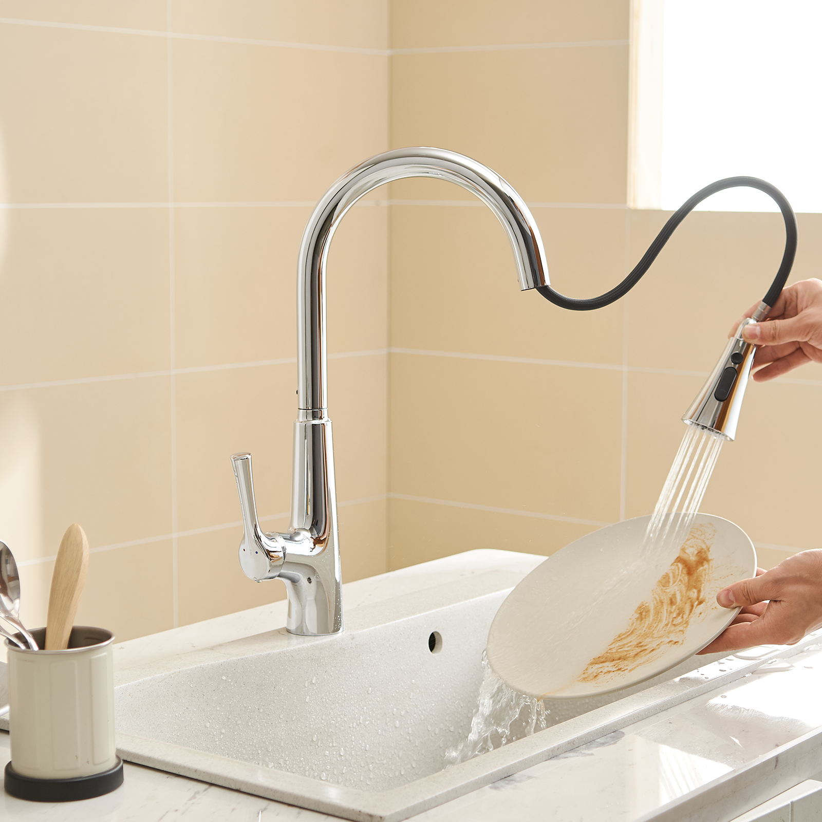 Touchless Kitchen Faucet,Hands Free Automatic Smart Kitchen Faucet