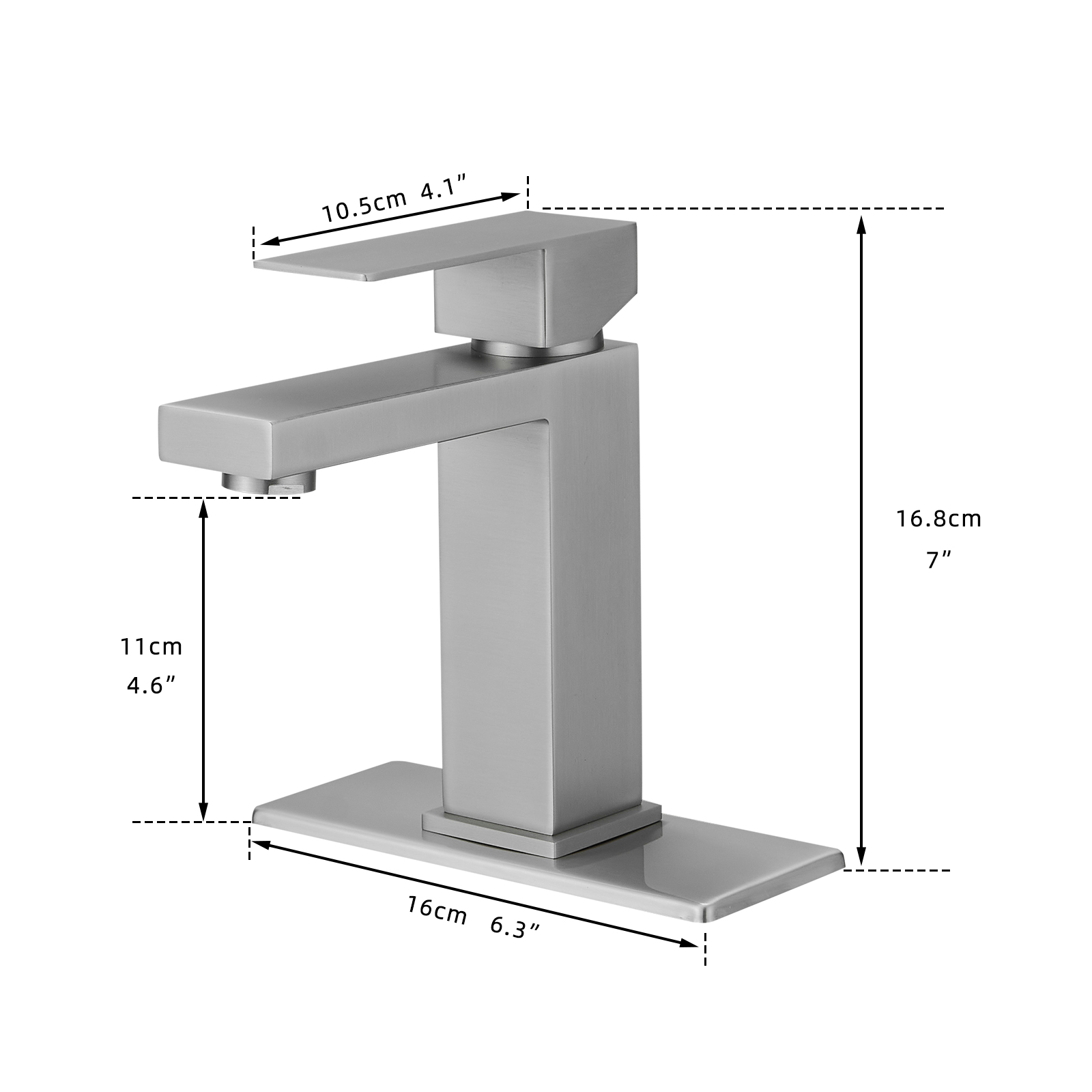 Sink Faucet With Deck Plate Waterfall Brushsed with Pop Up Drain and Supply Lines Bathroom faucets for Sink 1 Hole One Handle Faucets Vanity Bath Mixer Tap