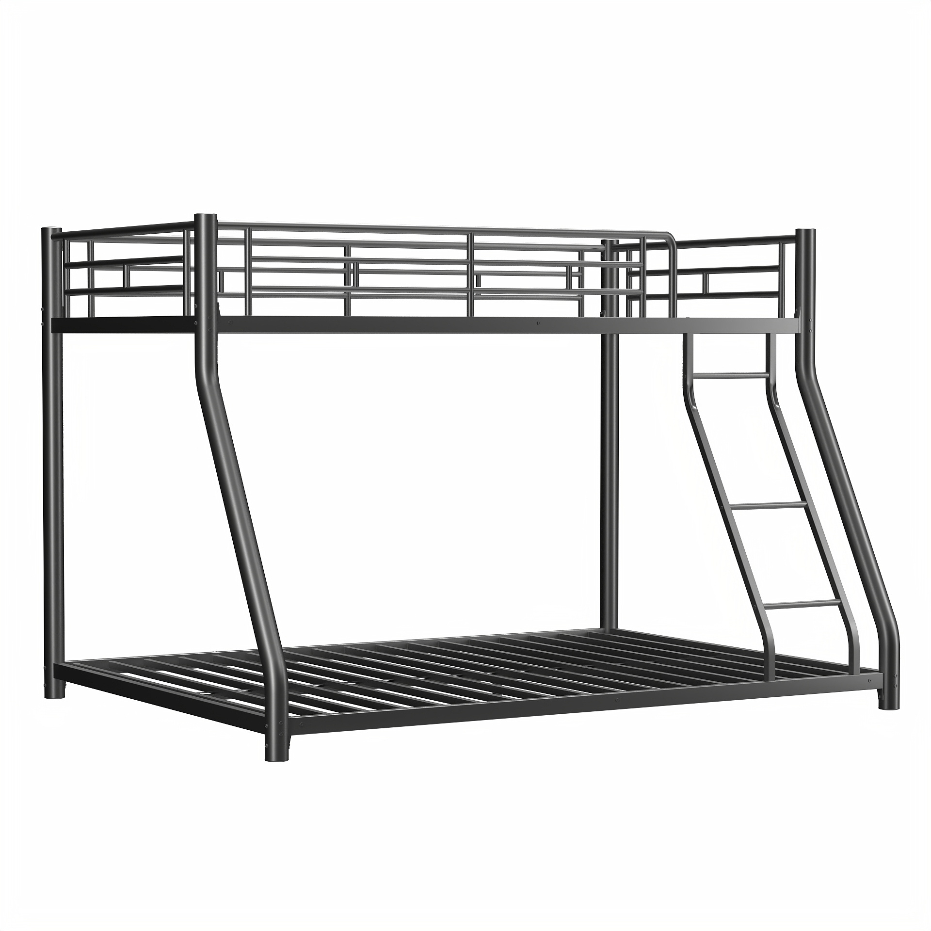 Metal Twin over Full Bunk Bed/ Heavy-duty Sturdy Metal/ Noise Reduced/ Safety Guardrail/ CPC Certified/ No Box Spring Needed,Black