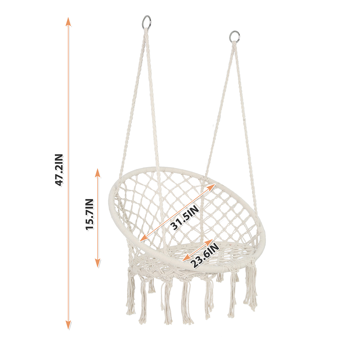 Hammock Chair Macrame Swing  Max 330 Lbs Hanging Cotton Rope Hammock Swing Chair for Indoor and Outdoor