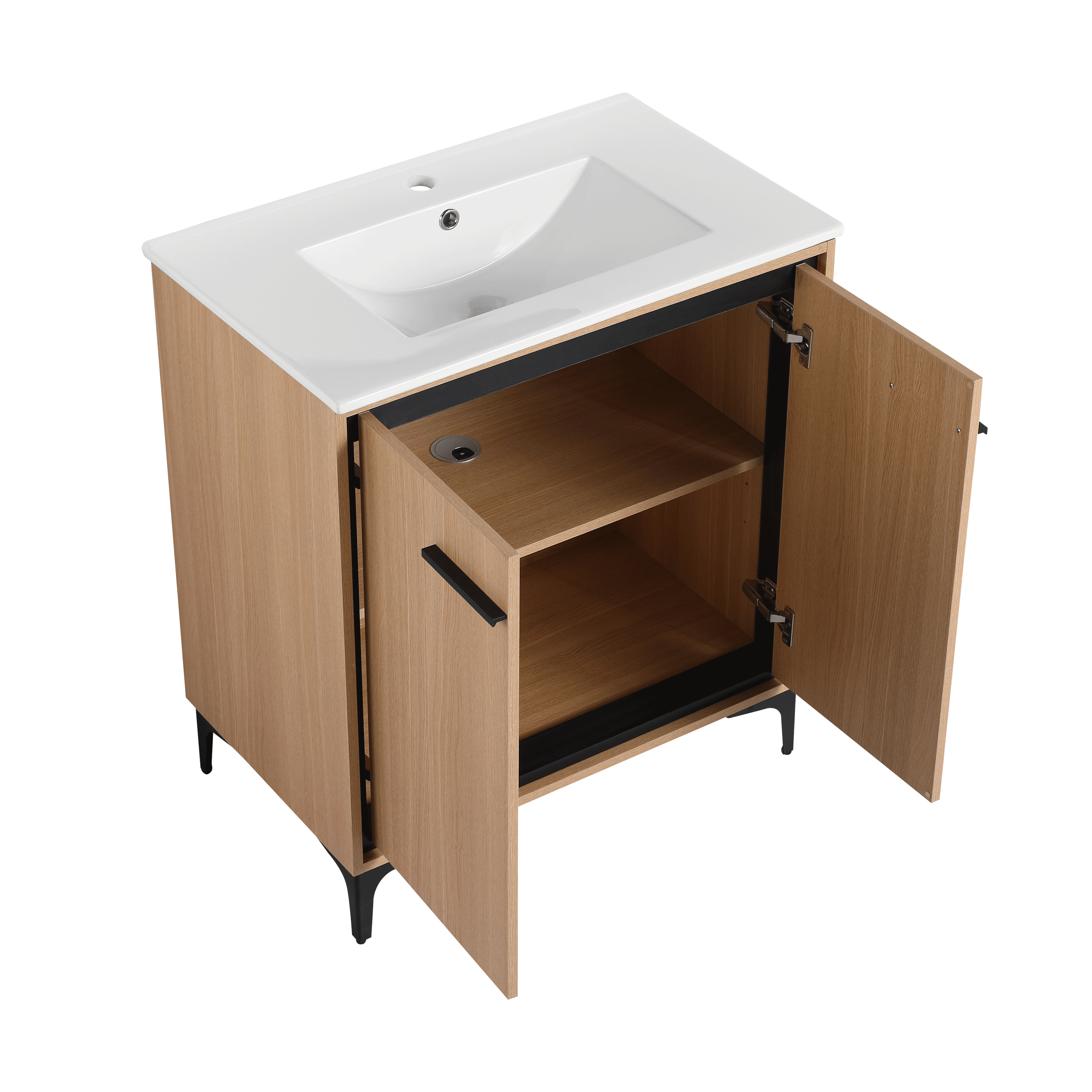 30 Inch Bathroom Vanity Base with basin, Storage Cabinet with Doors, Engineered Wood