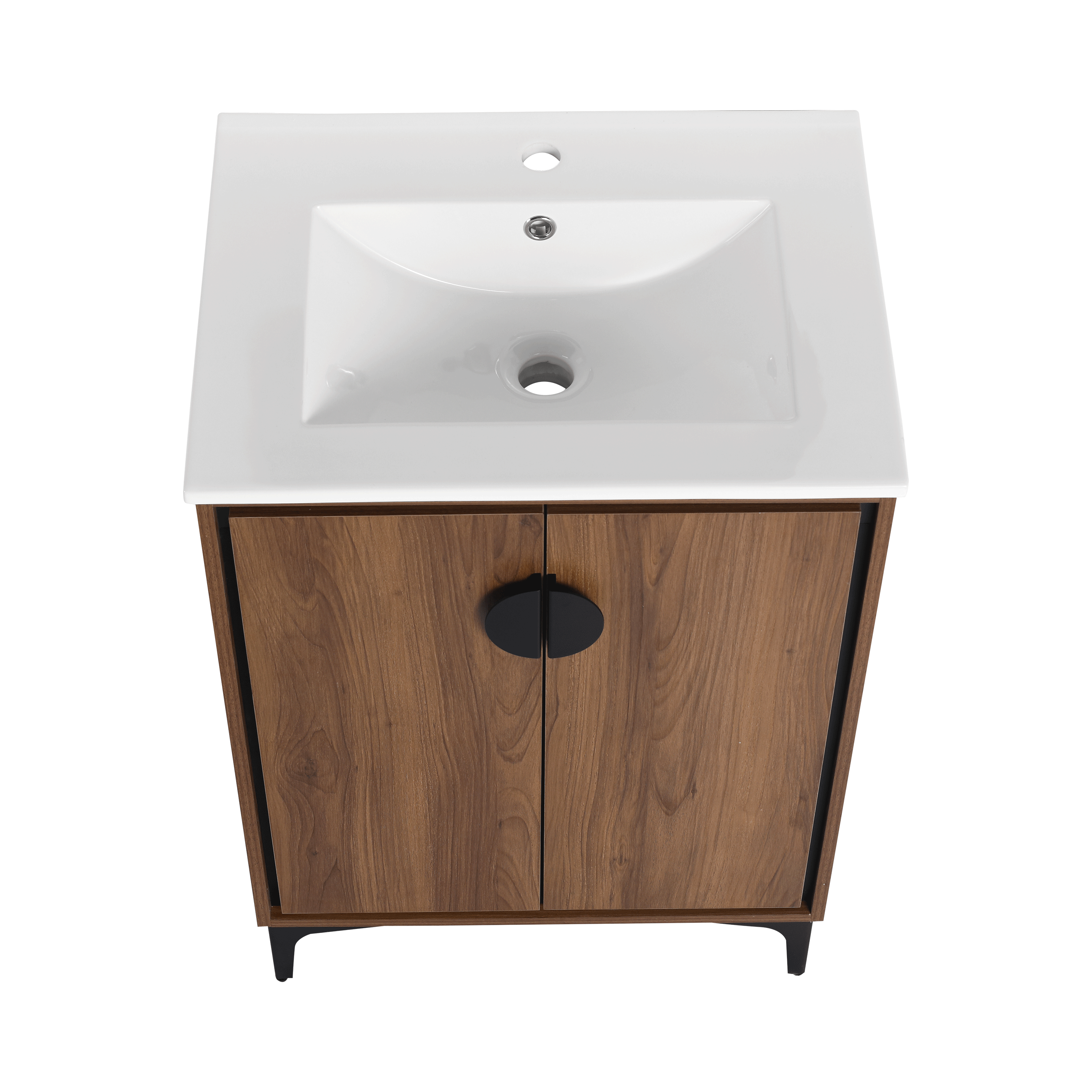 24'' Bathroom Vanity with Top Sink, Modern Bathroom Storage Cabinet with 2 Soft Closing Doors, Single Sink Bathroom Vanity