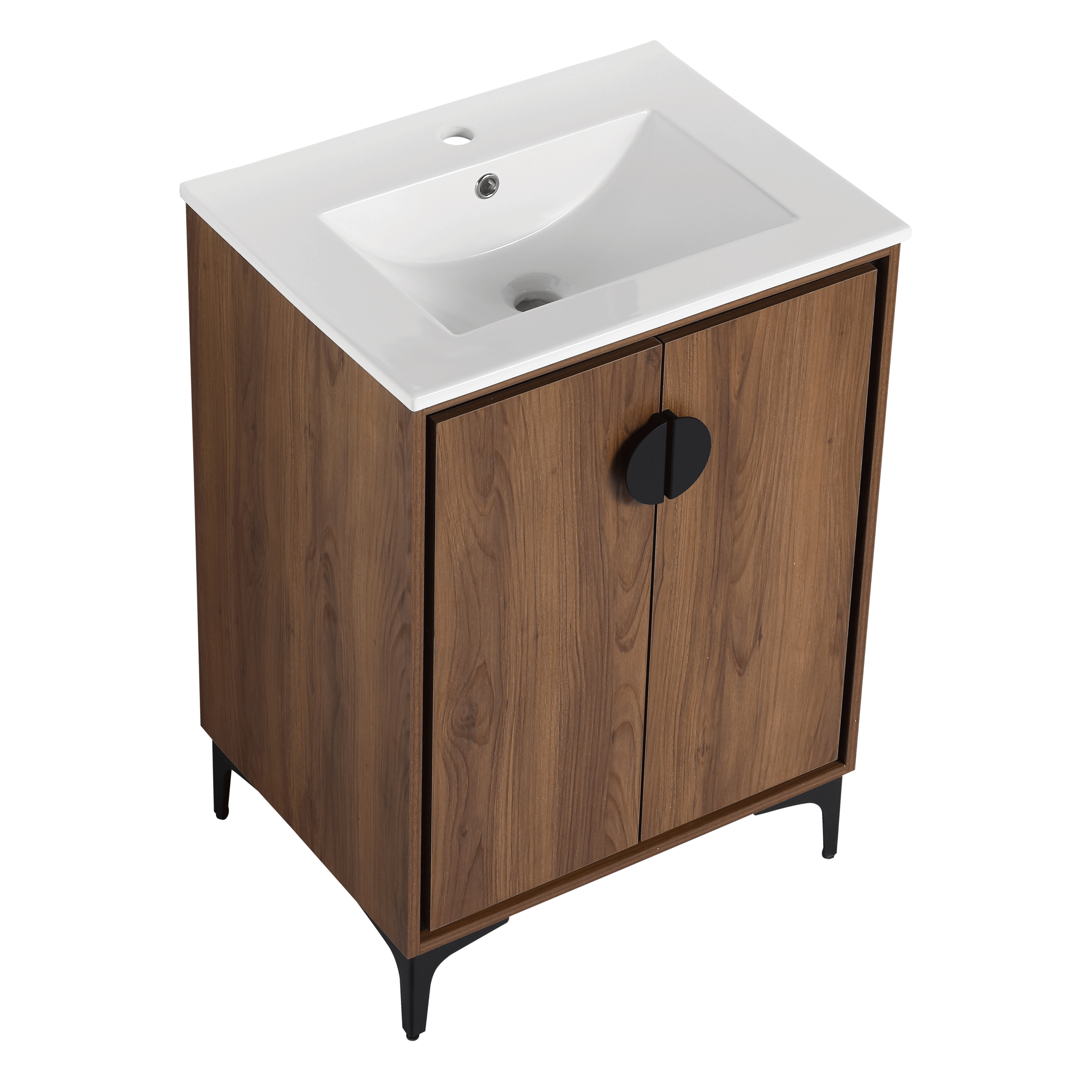 24'' Bathroom Vanity with Top Sink, Modern Bathroom Storage Cabinet with 2 Soft Closing Doors, Single Sink Bathroom Vanity