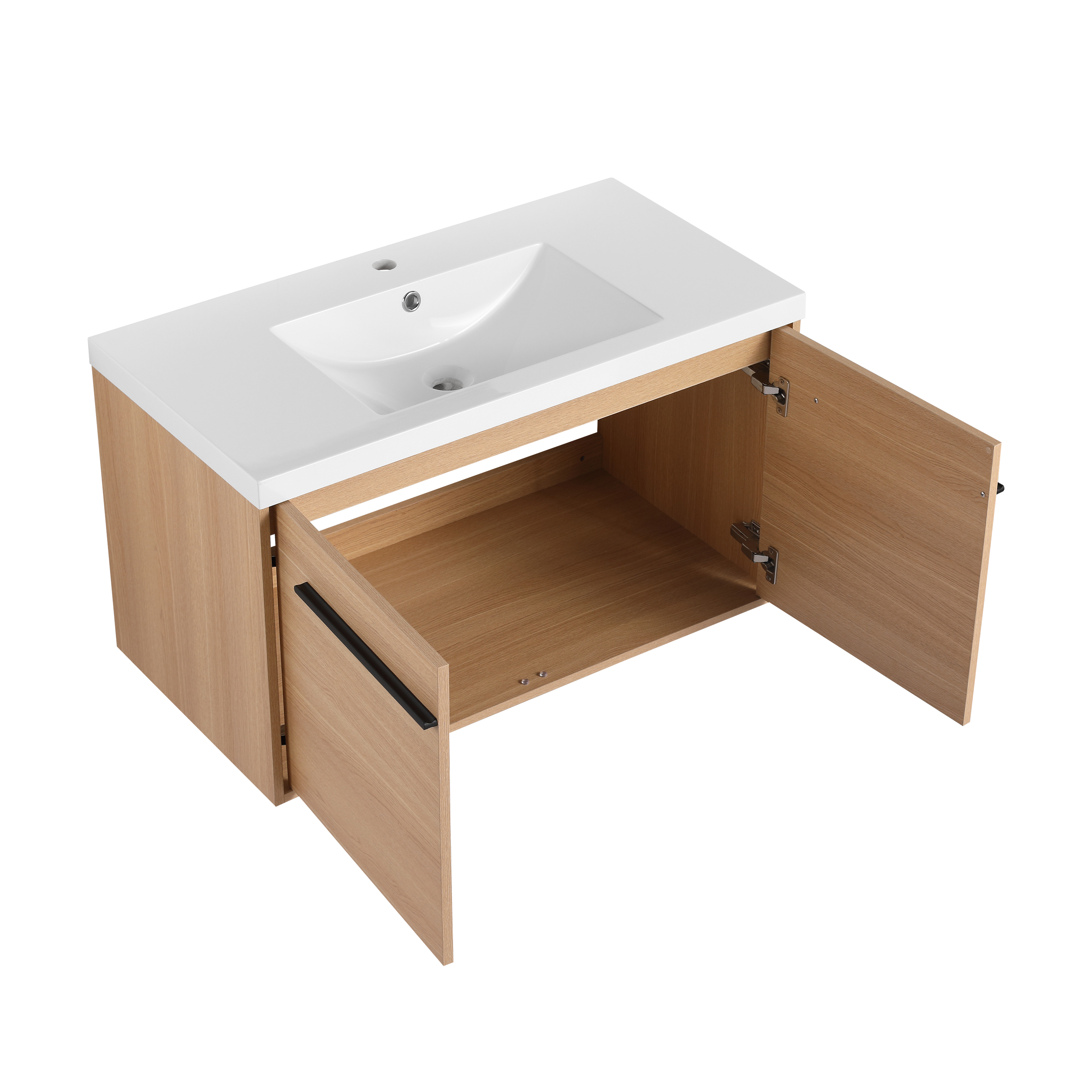 LEVISTAR Oak 36 Inch Bathroom Vanity with resin Countertop Sink,  2 Doors Bathroom Cabinet Set