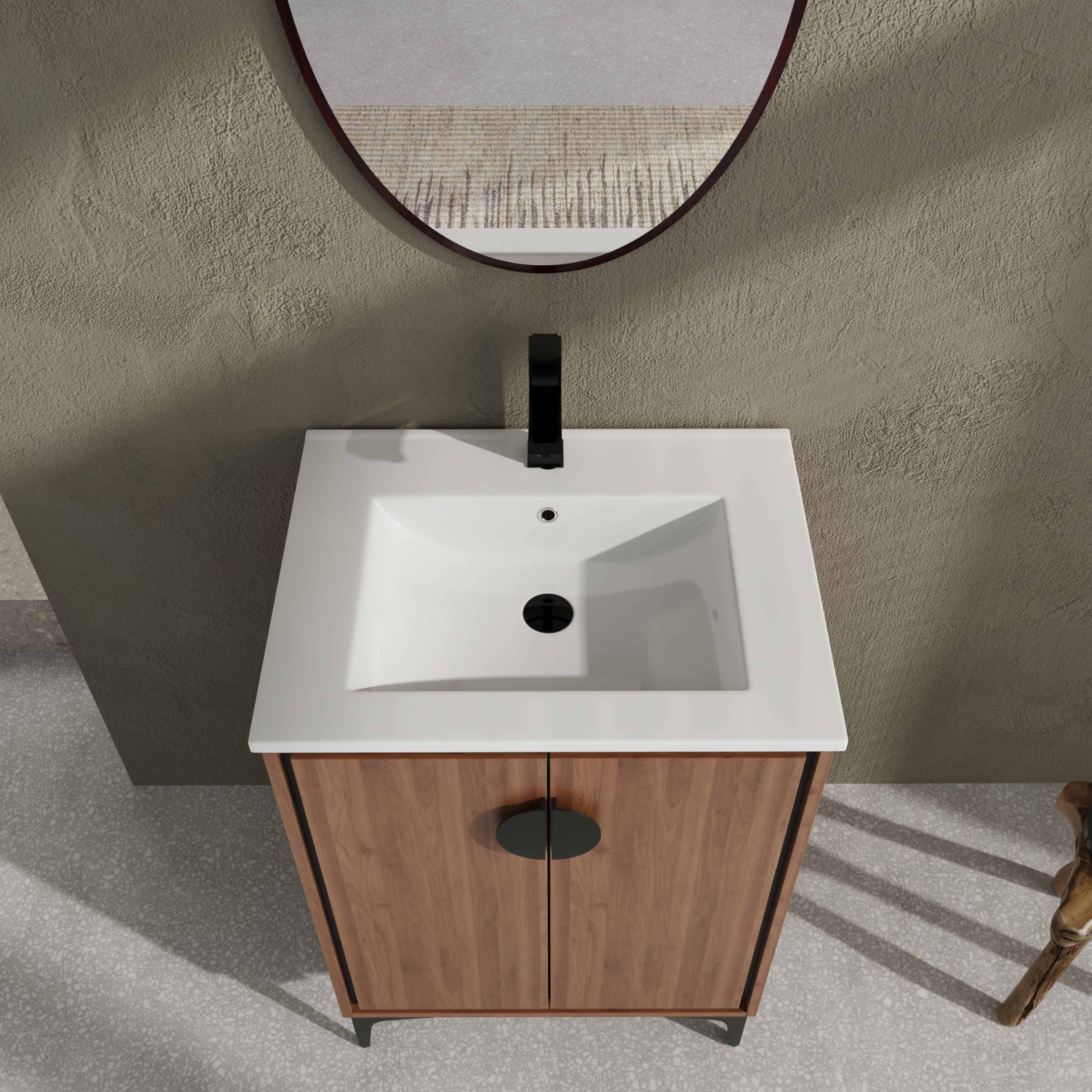 24'' Bathroom Vanity with Top Sink, Modern Bathroom Storage Cabinet with 2 Soft Closing Doors, Single Sink Bathroom Vanity