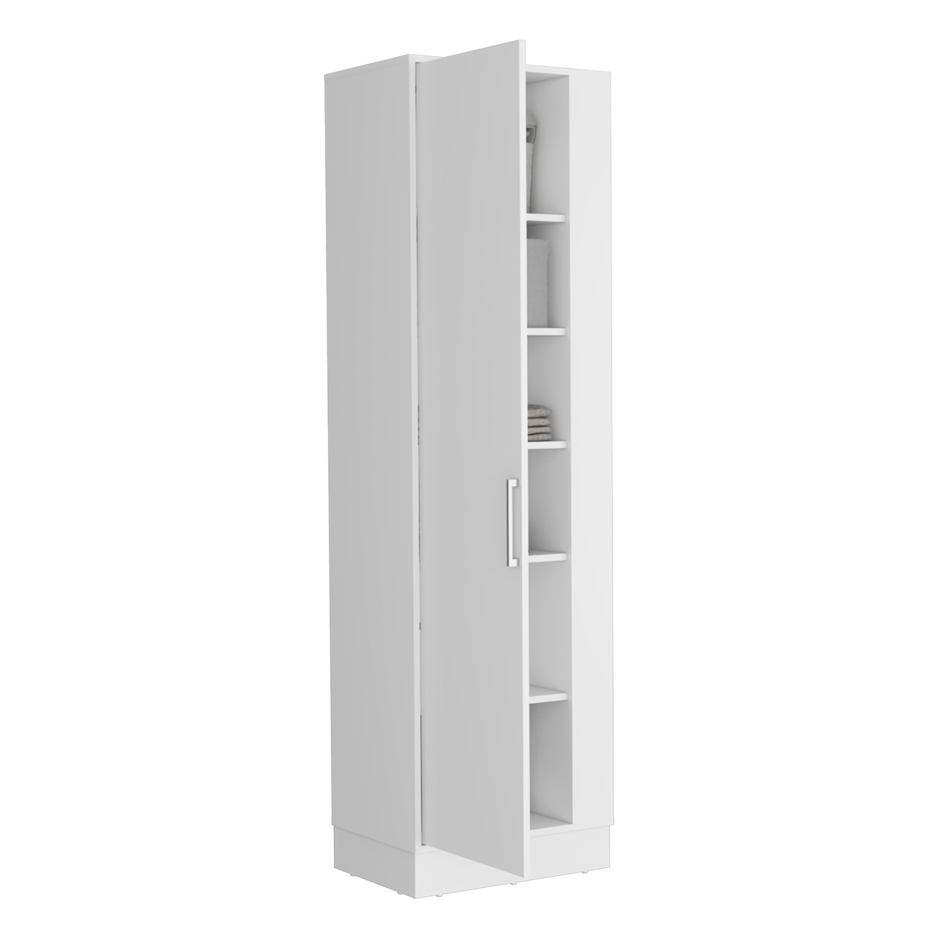 Storage Cabinet Manika, One Door and Shelves, White Finish