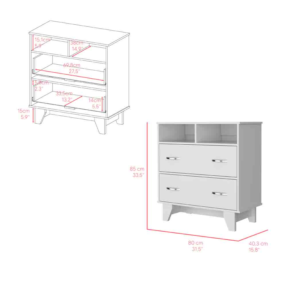 Double Drawer Dresser Arabi, Bedroom, White