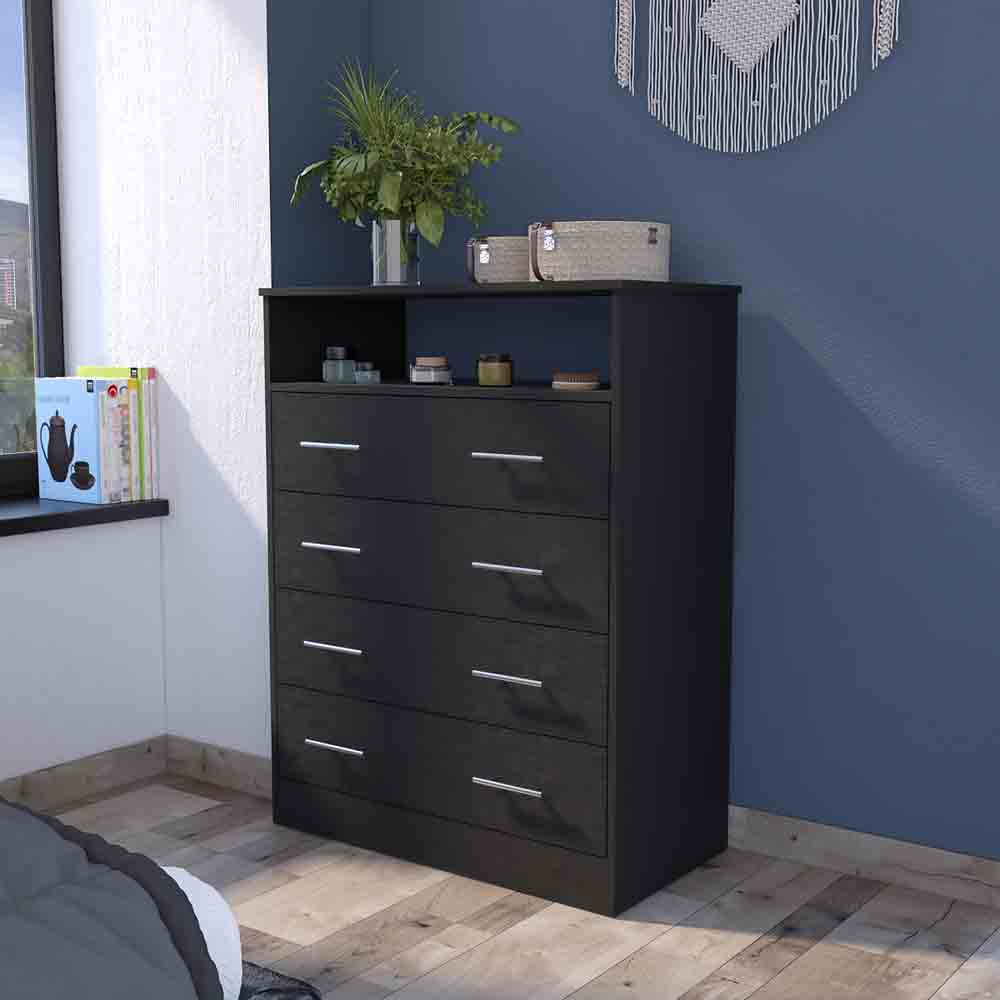 Four Drawer Dresser Wuju, Bedroom, Black