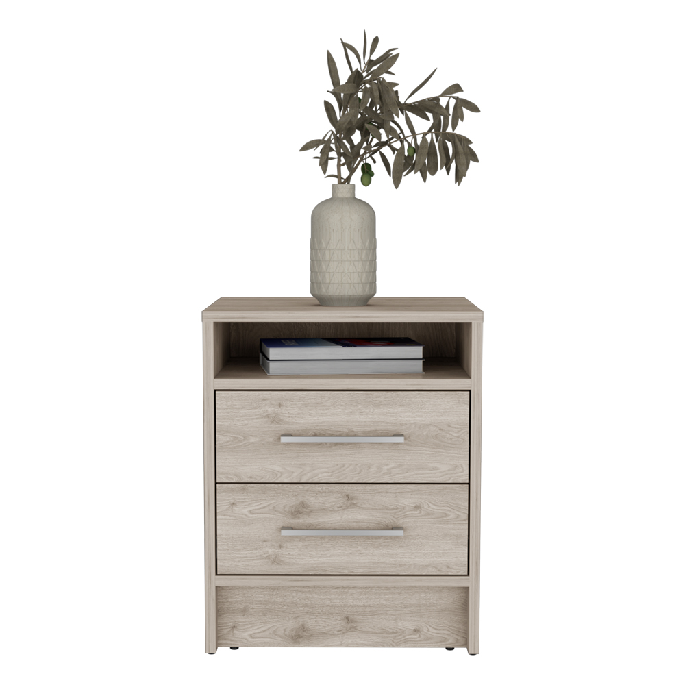 Nightstand Cartiz, Two Drawers, Light Gray Finish