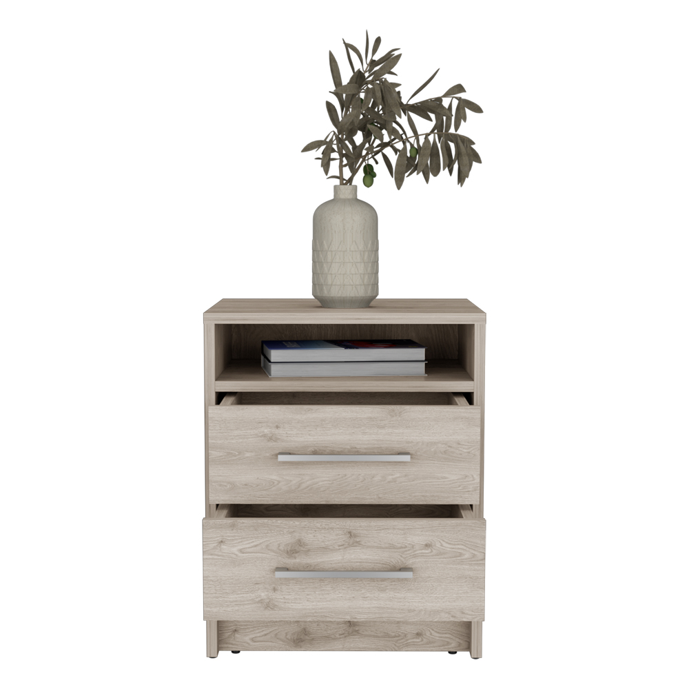 Nightstand Cartiz, Two Drawers, Light Gray Finish