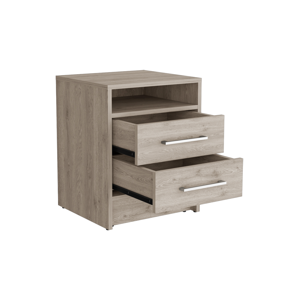 Nightstand Cartiz, Two Drawers, Light Gray Finish