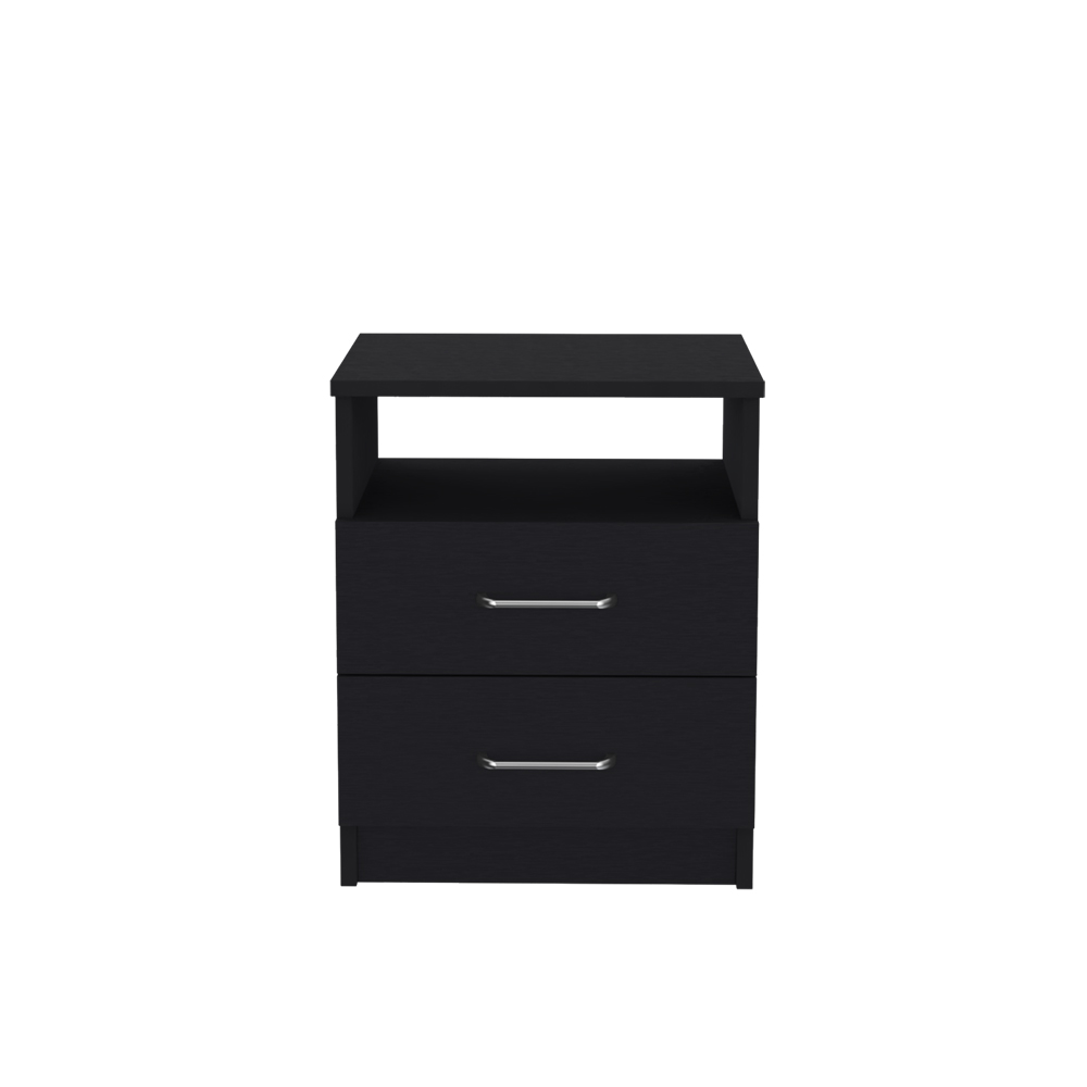 Nightstand Olivenza, Two Drawers, Black Wengue Finish