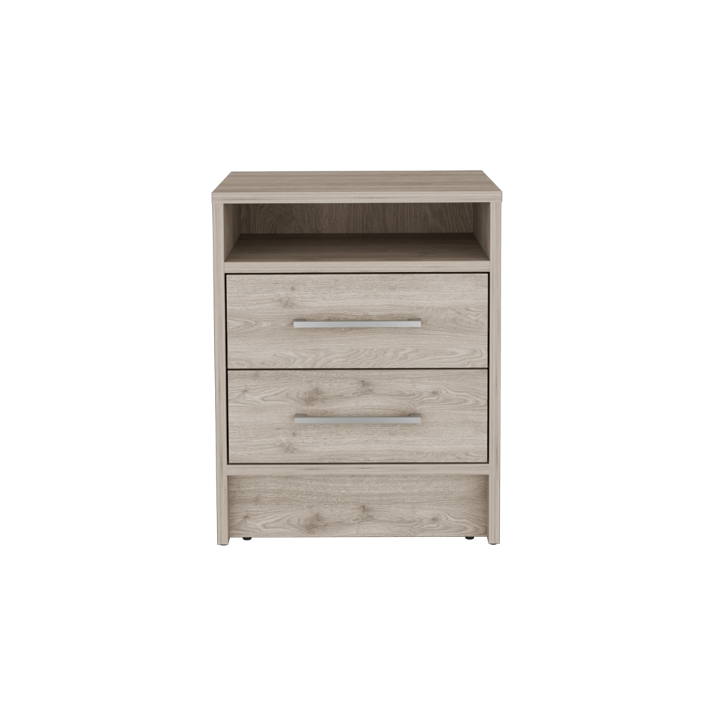 Nightstand Cartiz, Two Drawers, Light Gray Finish