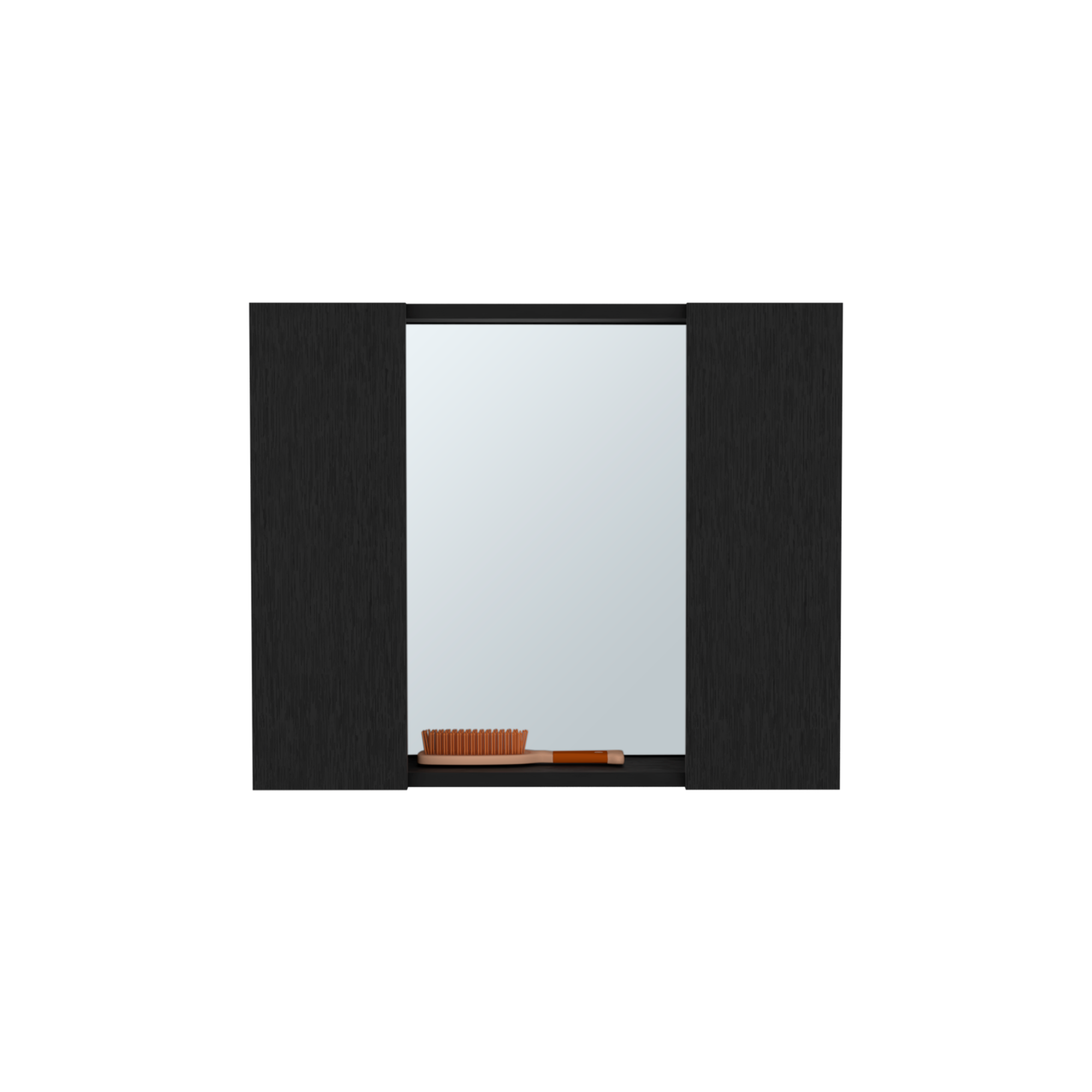 Medicine Cabinet Hops, Double Door, Mirror, One External Shelf, Black Wengue Finish