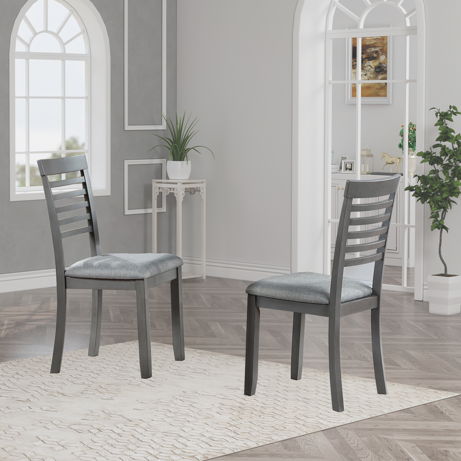 Dining Chairs set for 4,Kitchen Chair with Padded Seat, Side Chair for Dining Room, Gray