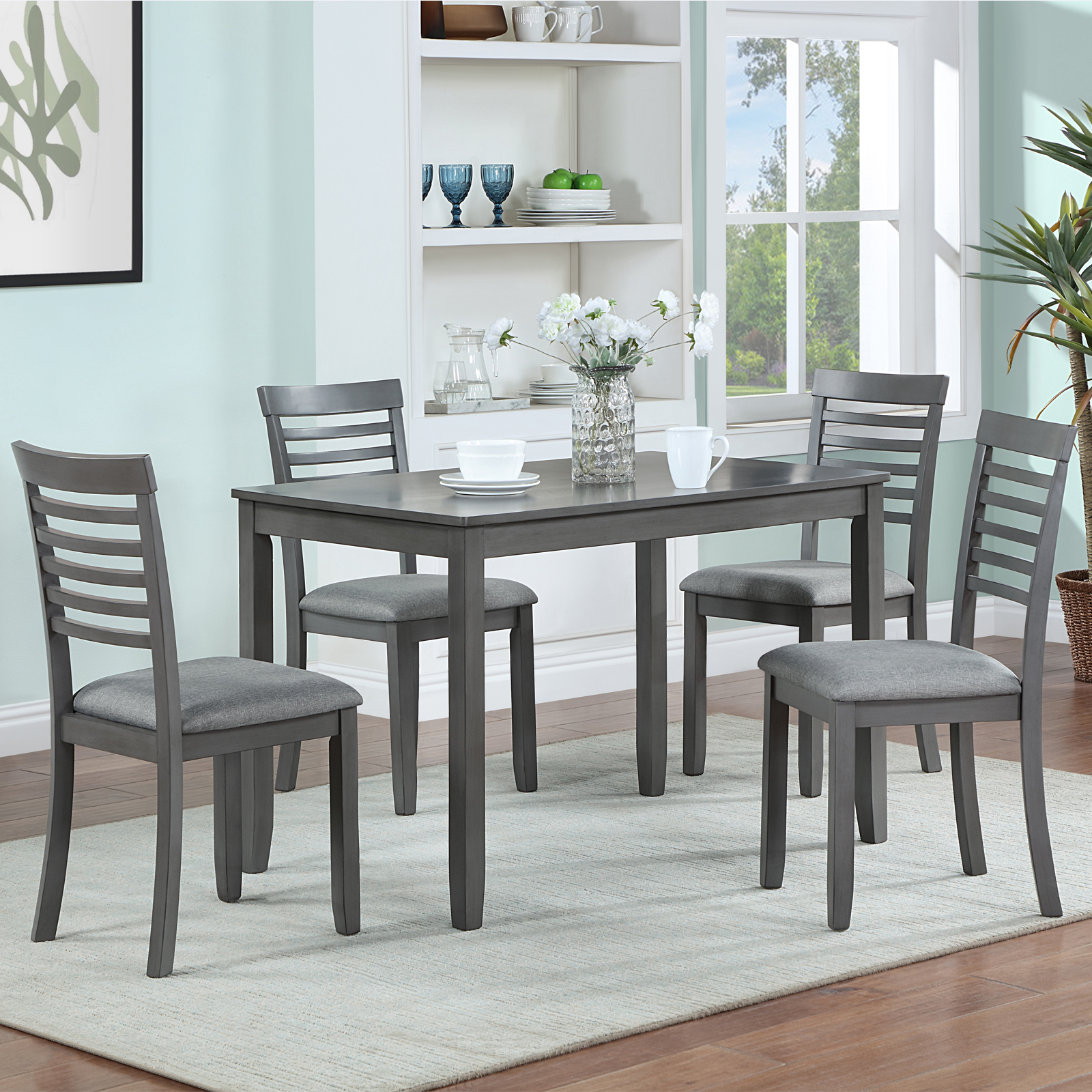 Dining Chairs set for 4,Kitchen Chair with Padded Seat, Side Chair for Dining Room, Gray